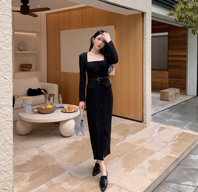 NO:474471,Self-Portrait New Season Series Official Website Synchronization Original One-to-One High-end Customization Black Sexy Square Collar Long Sleeve Urban Commuter OL Temperament Waist Slim Long Dress One Color Four Size SMLXL (S length 121CM bust 84CM suitable waist 68CM hip 86CM and so on, skirts, alexander wang19860909Self-Portrait 新一季系列 官网同步 原版一比一高端定制 黑色性感方领 长袖城市通勤OL气质收腰显瘦长连衣裙一色四码SMLXL（S衣长121CM胸围84CM内合适 腰围68CM臀围86CM以此类推,,skirts,alexander wang,Women's clothing