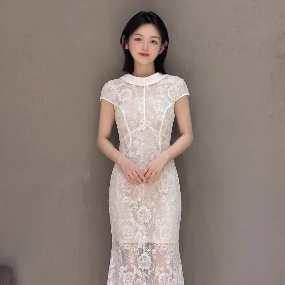 NO:907034,Self-Portrait new season series, synchronized with the official website, original one-to-one high-end customization, white lace, sexy backless, high-waisted short sleeves, elegant dress, one color, four sizes, SML19860909Self-Portrait 新一季系列 官网同步 原版一比一高端定制 白色蕾丝性感露背高腰短袖 优雅气质礼服 连衣裙 一色四码SMLXL（S胸围84CM内合适 腰围68CM 臀围88CM 衣长119CM以此类推）,,skirts,T-shirt,,Women's clothing