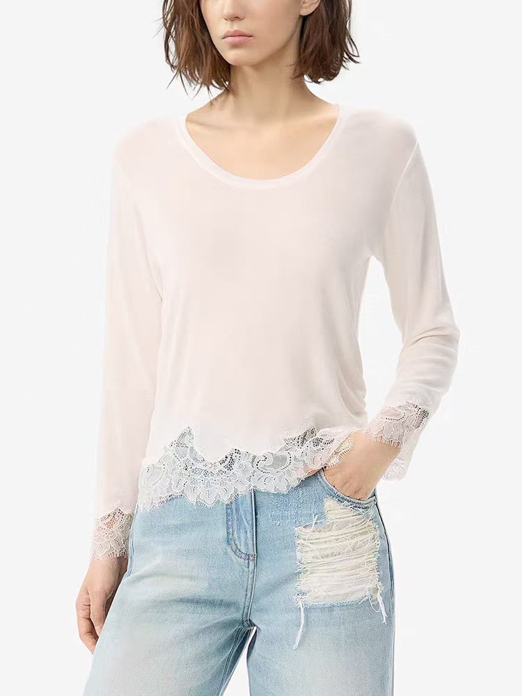 NO:946570,New models are available from stock, 26 spring and summer new light luxury lace Tencel wool round neck solid color tops, one color and three sizes SML (S bust 86CM, shoulder width 40CM, length 63CM, sleeve length 57CM and so on),,19860909新款现货供应,26春夏新款轻奢 蕾丝天丝羊毛 圆领纯色上衣 一色三码SML（S胸围86CM 肩宽40CM衣长63CM 袖长57CM以此类推）,,,Women's clothing