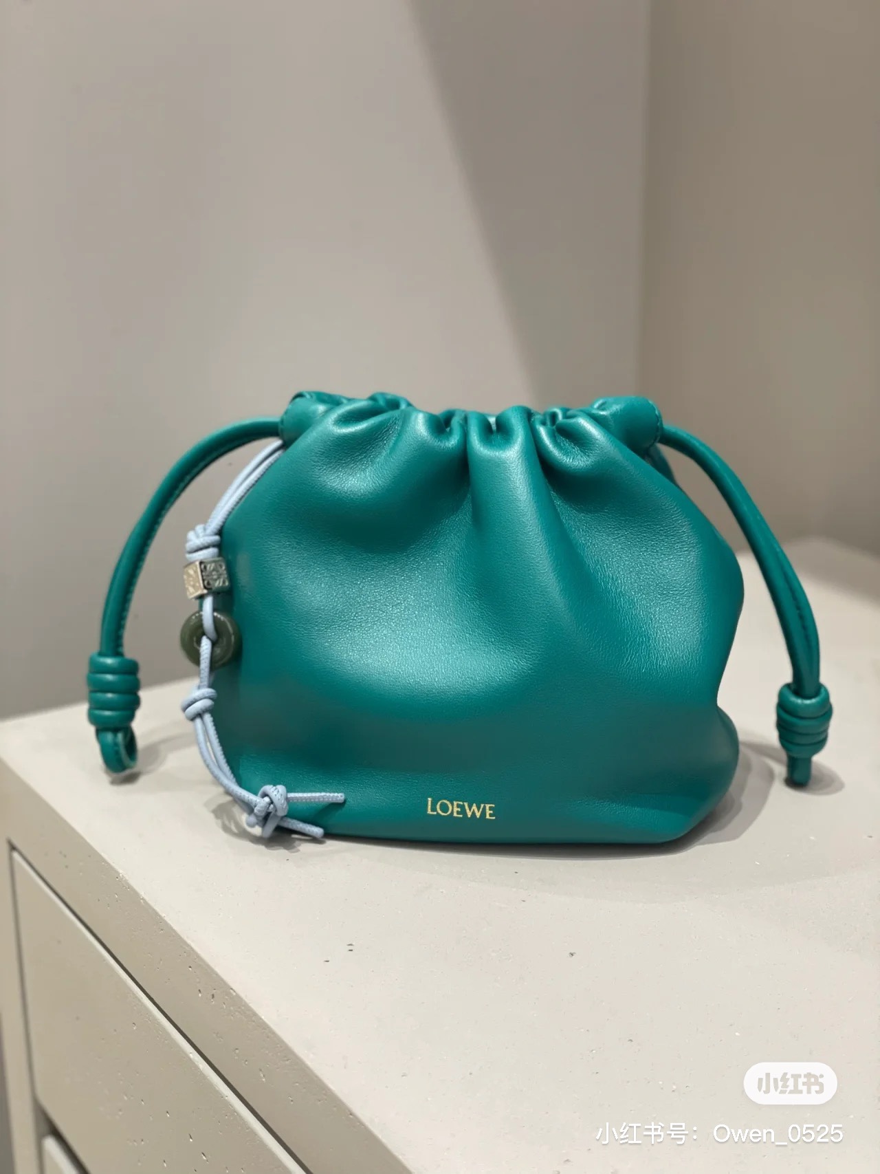 Emerald green loewe original factory Flamenco purse new jade series smallblessing bag is really beautiful, the leather is soft, small and exquisi