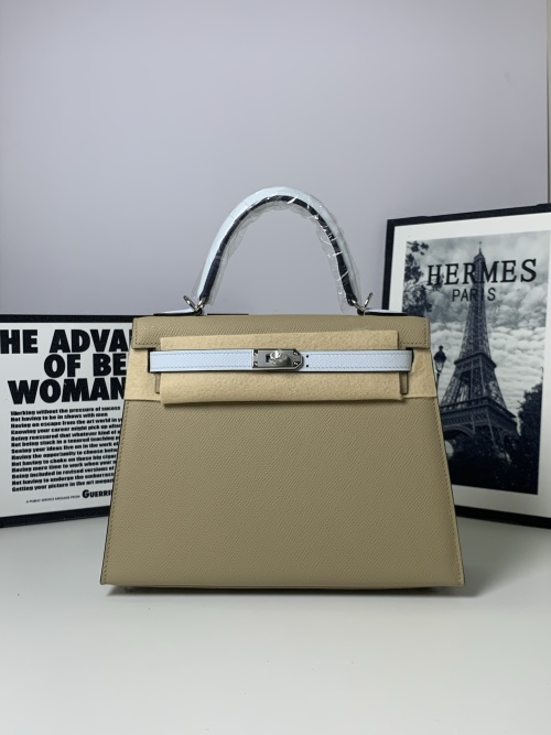 Elegant Kelly 25 Colorblock Handbag, Premium Epsom Leather, Silver Hardware 1 Elegant Kelly 25 Colorblock Handbag, Premium Epsom Leather, Silver Hardware