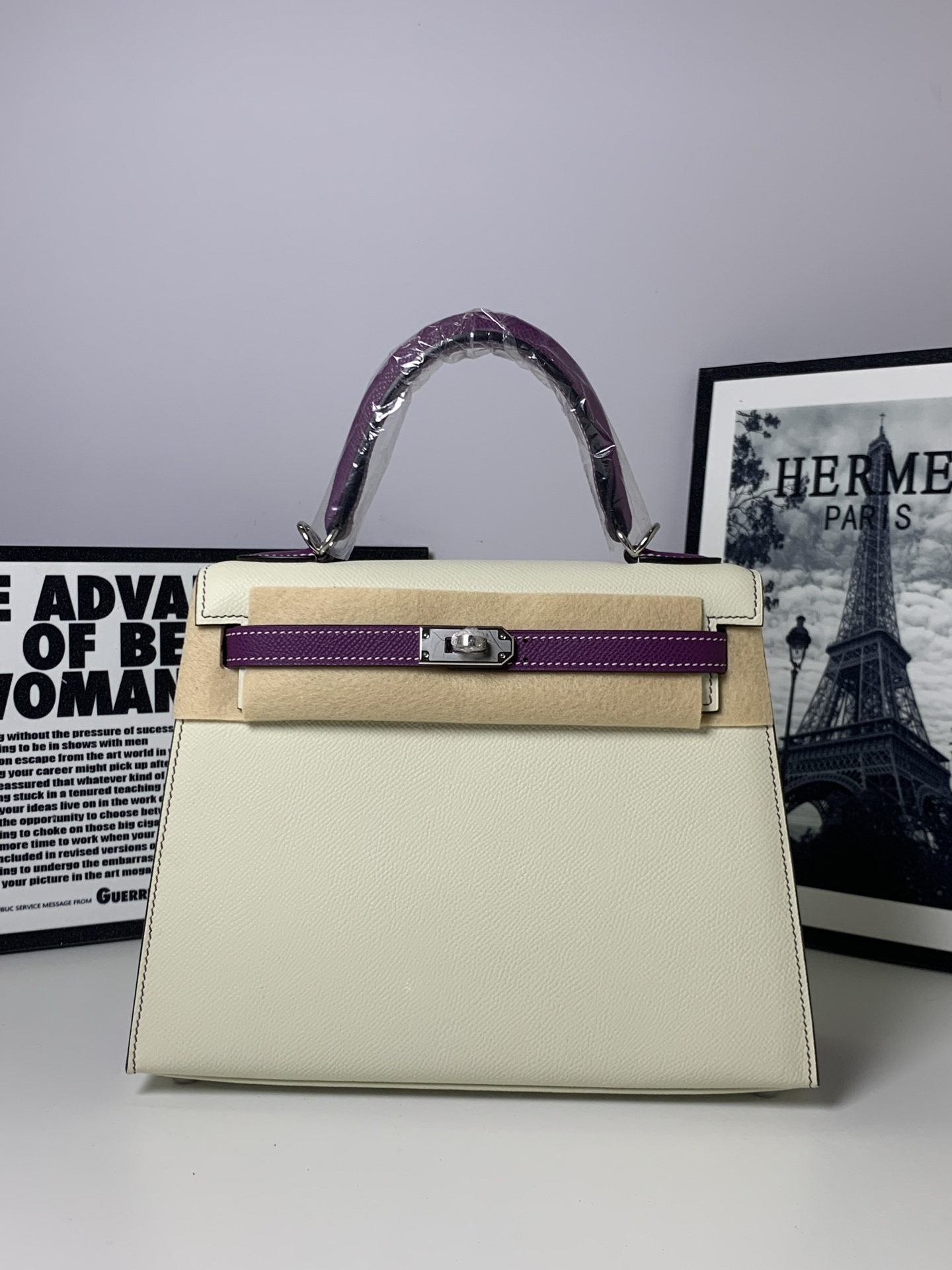 Kelly 25cm Epsom Leather Top Handle Bag with Steel Hardware