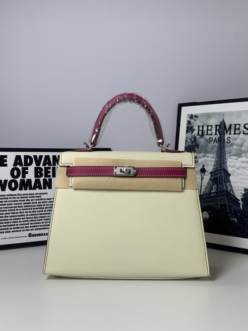 Hermès Kelly 25cm Epsom Leather Handbag, Two-Tone Design, Silver Hardware 1 Hermès Kelly 25cm Epsom Leather Handbag, Two-Tone Design, Silver Hardware