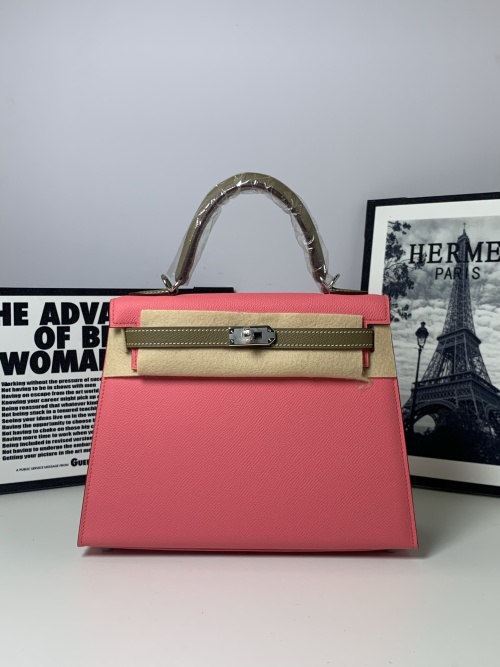 Kelly 25 Color Block Epsom Leather Top Handle Bag