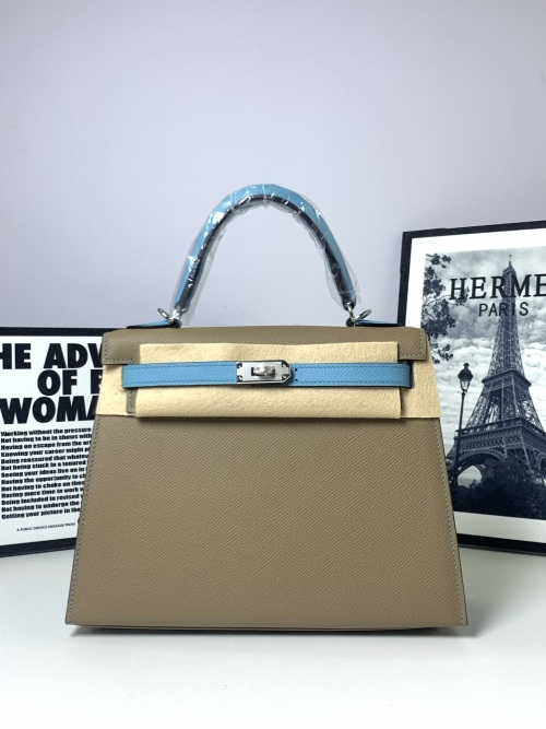 Kelly 25 Color Block Epsom Leather Handbag with Steel Hardware 1 Kelly 25 Color Block Epsom Leather Handbag with Steel Hardware
