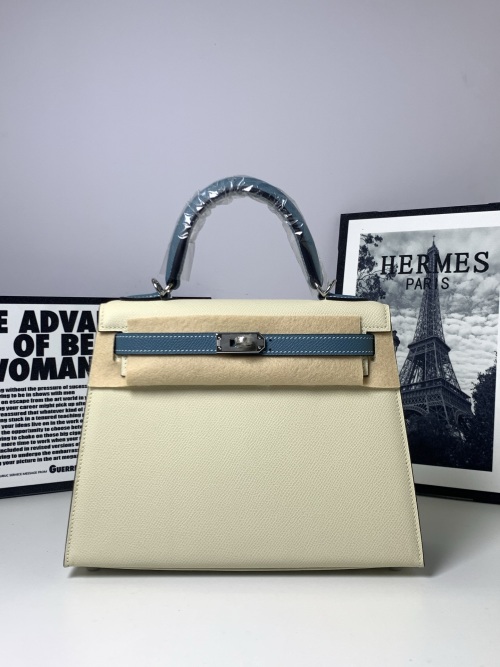 Hermès Kelly 25cm Tricolor Epsom Leather Handbag with Palladium Hardware 1 Hermès Kelly 25cm Tricolor Epsom Leather Handbag with Palladium Hardware