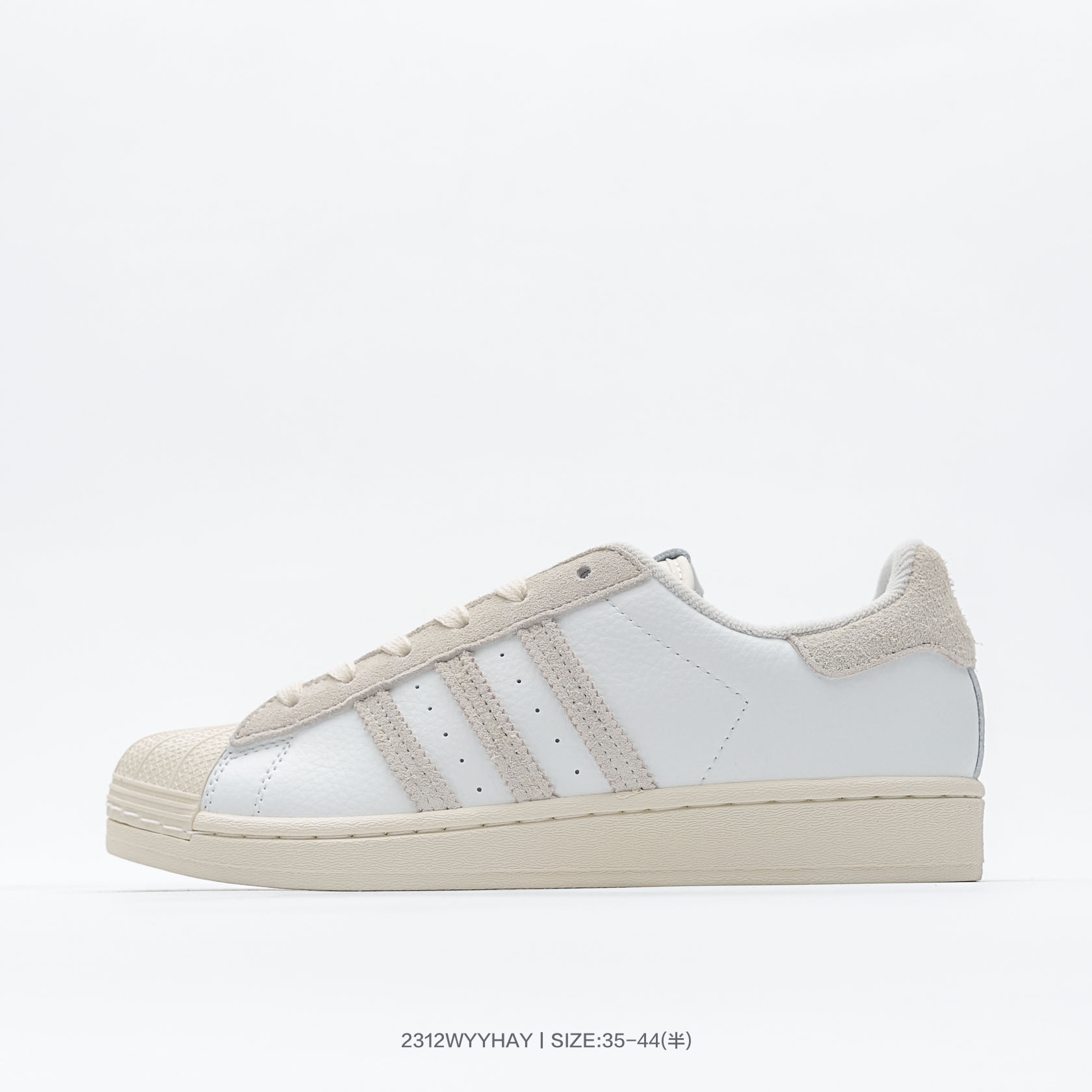 米白GY3429 阿迪达斯Adidas Originals Superstar 贝壳头经典百搭低帮休闲运动板鞋 编号:2312WYYHAY