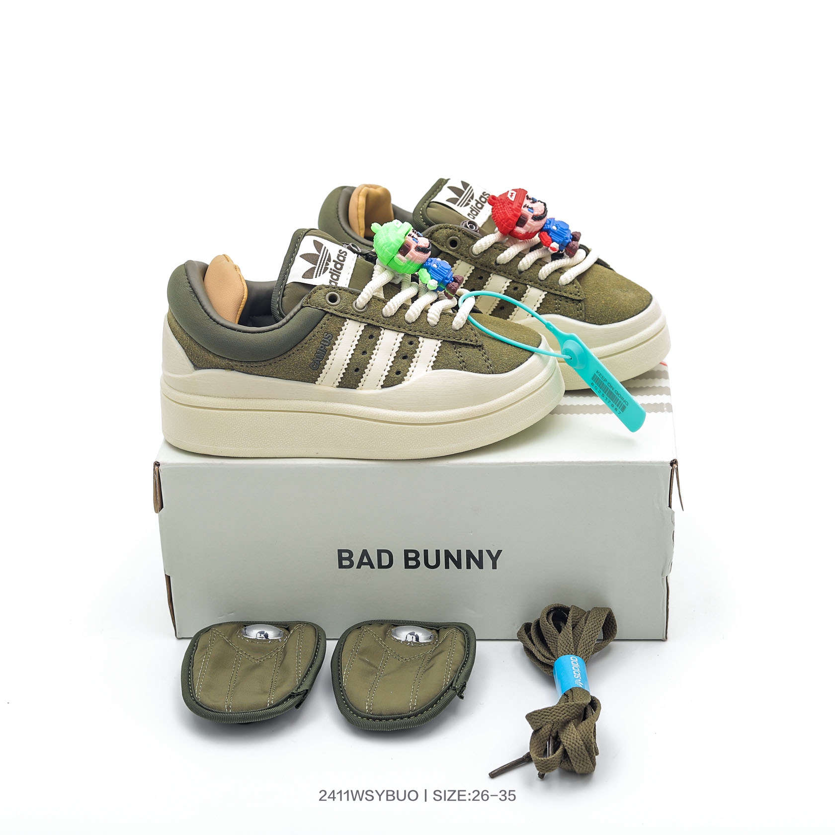 图片[3]-集🈴 童鞋！Bad Bunny x阿迪达斯 Adidas Originals Forum Low 坏痞兔联名 低帮百搭潮流休闲运动板鞋 FZ5787 尺码：26 27 28 29 30 31 32 33 34 35-选品中心