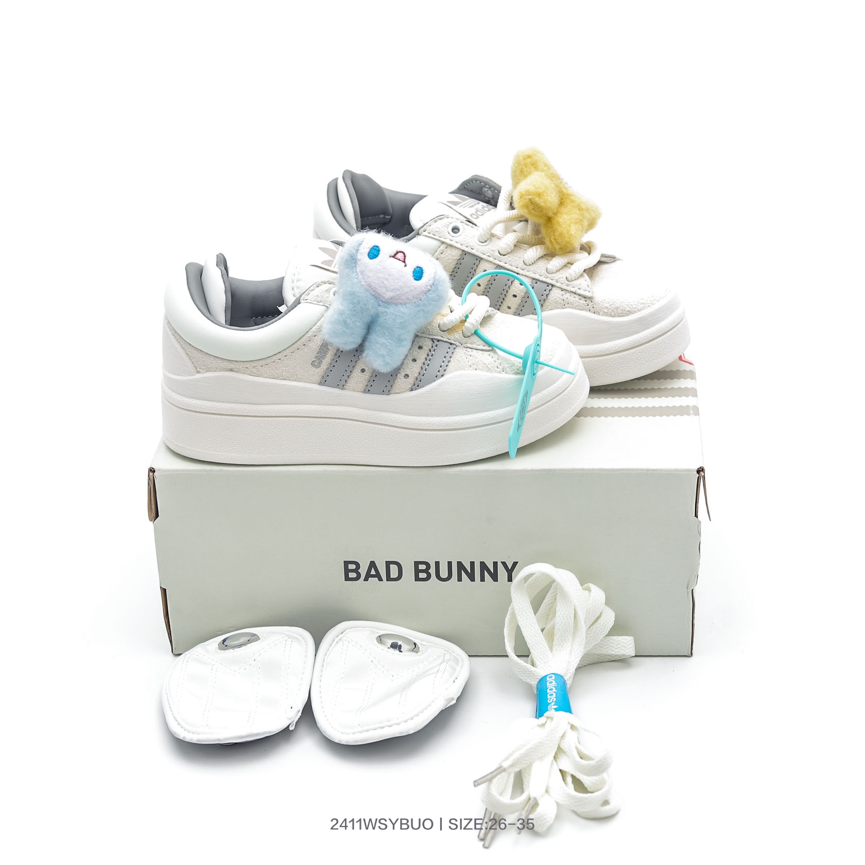图片[2]-集🈴 童鞋！Bad Bunny x阿迪达斯 Adidas Originals Forum Low 坏痞兔联名 低帮百搭潮流休闲运动板鞋 FZ5787 尺码：26 27 28 29 30 31 32 33 34 35-选品中心