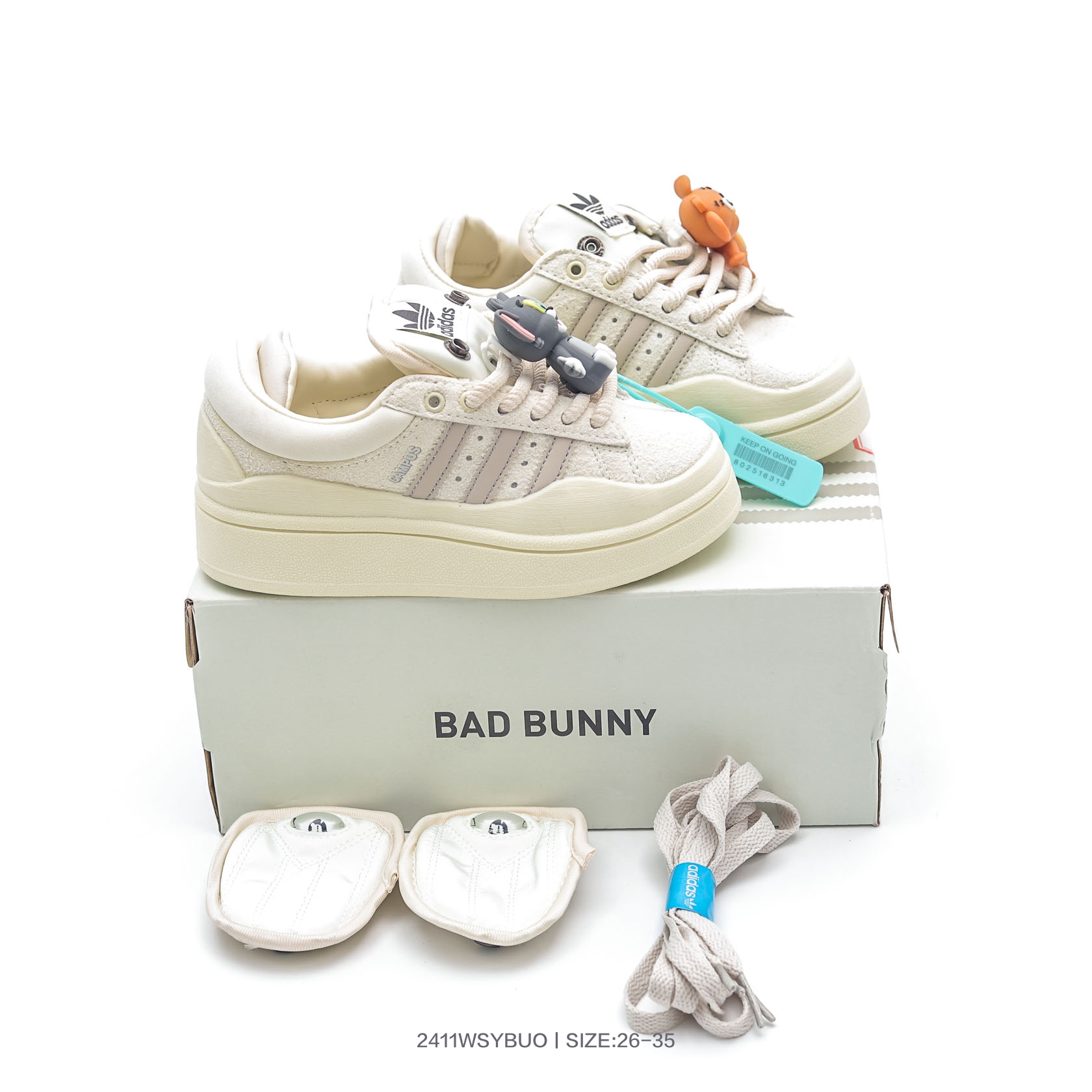 图片[5]-集🈴 童鞋！Bad Bunny x阿迪达斯 Adidas Originals Forum Low 坏痞兔联名 低帮百搭潮流休闲运动板鞋 FZ5787 尺码：26 27 28 29 30 31 32 33 34 35-选品中心