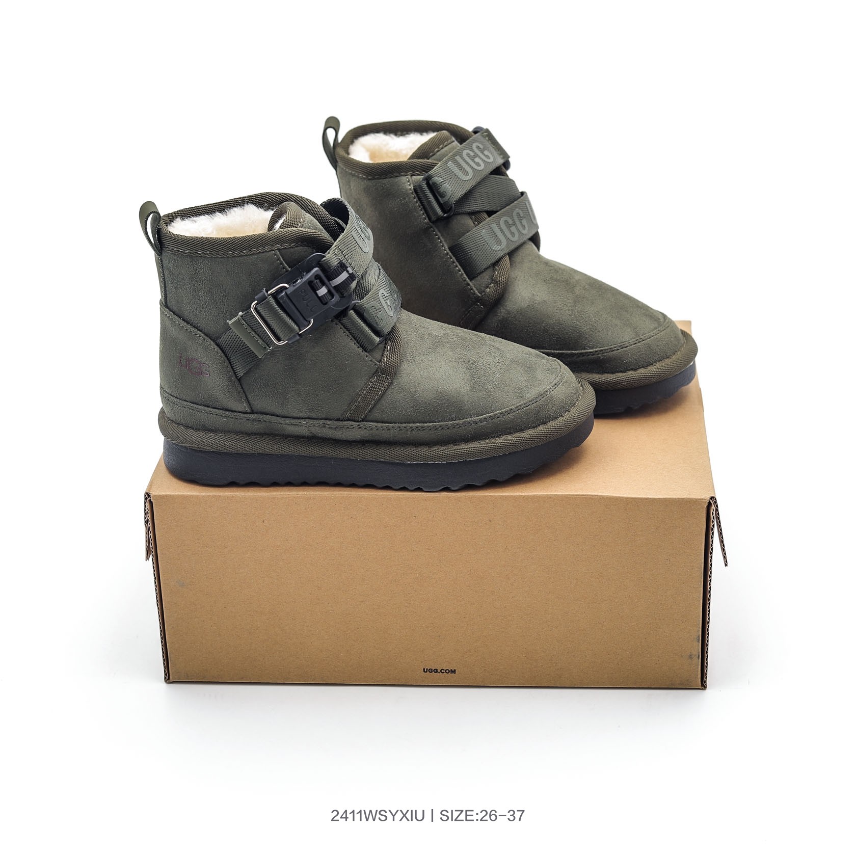 图片[9]-UGG秋羊皮毛一体雪地靴冬季童鞋休闲雪地靴毛毛鞋 王一博同款 上脚洋气十足平底时尚 纽姆卡扣交叉绑带款 尺码：26 27 28 29 30 31 32 33 34 35 36 37-选品中心