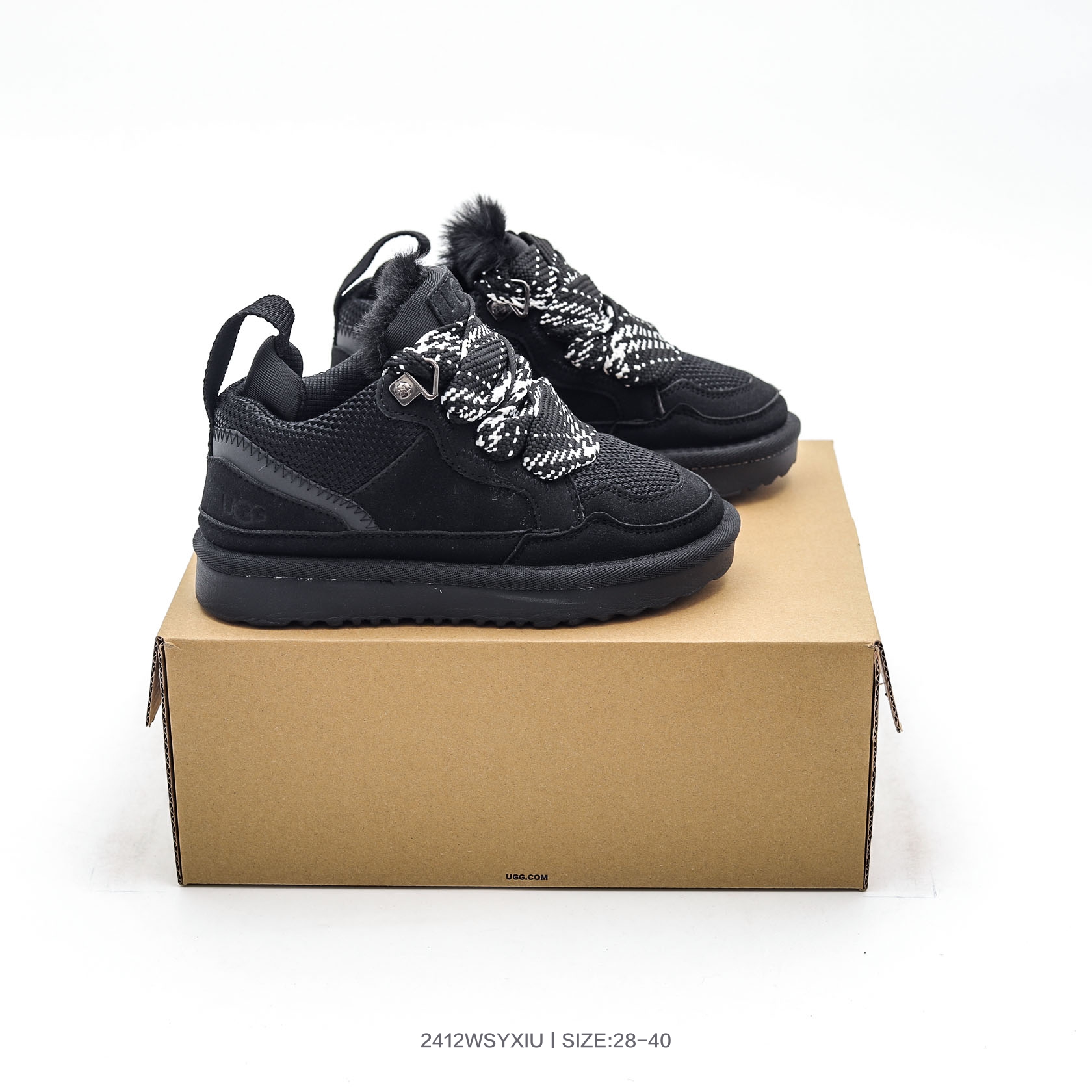 图片[9]-28-37 38-40 儿童亲子款UGG梅尔运动休闲鞋 系带加绒保暖款，采用头层真牛皮 柔软亲肤 舒适透气 个性时尚又百搭，EVA轻质缓震、防滑耐磨外底 货号：K/1152410K 尺码：28 29 30 31 32 33 34 35 36 37 38 39 40-选品中心