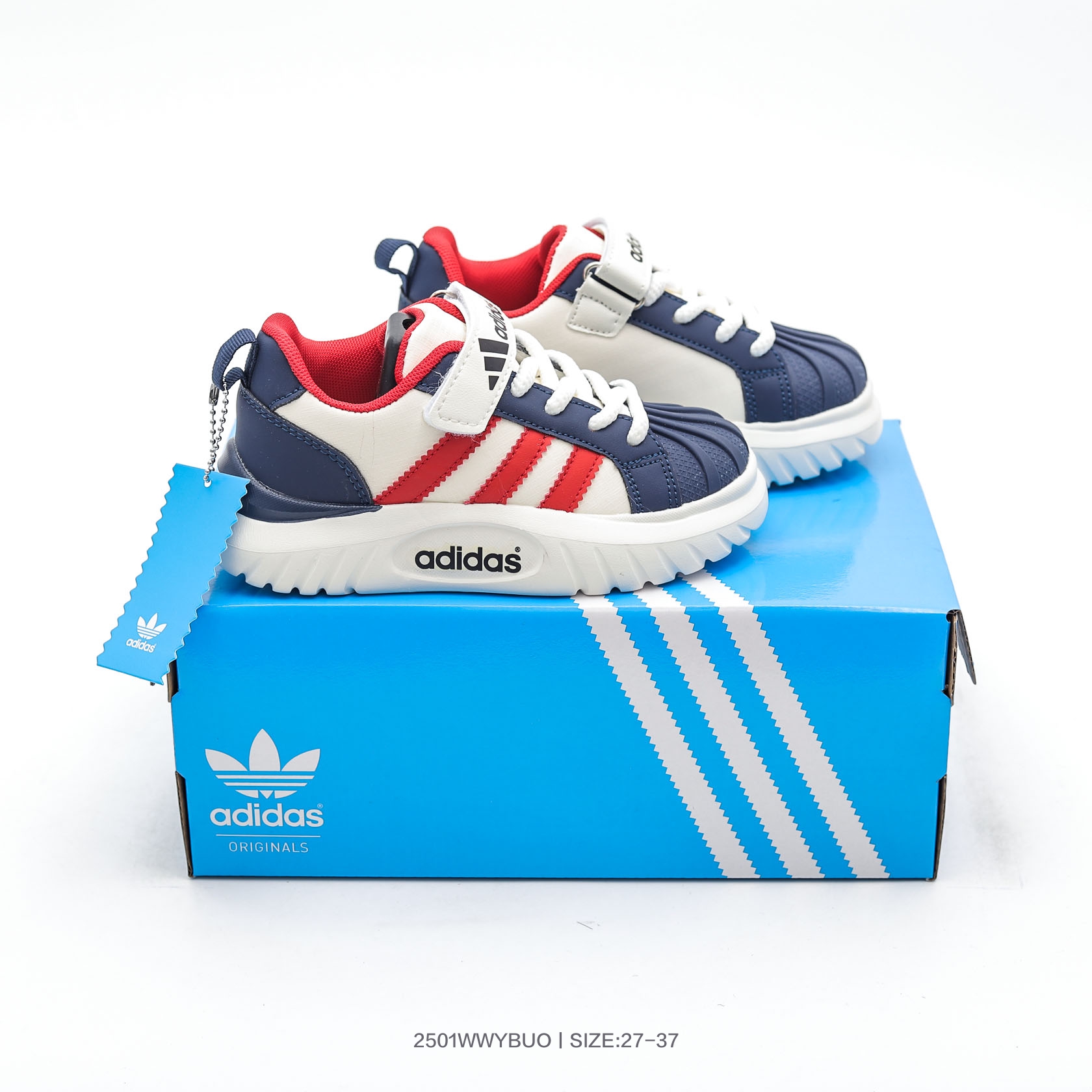 图片[4]-集🈴 阿迪达斯Adidas儿童经典复古低帮百搭魔术贴休闲运动板鞋 尺码：27 28 29 30 31 32 33 34 35 36 37-选品中心