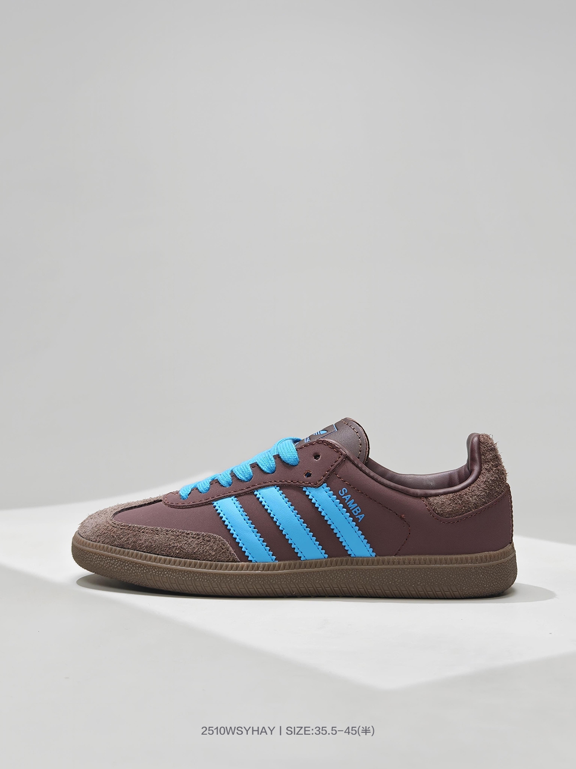 阿迪达斯/三叶草Adidas Originals Samba OG"hadow Brown Sky Rush"桑巴舞系列绅士德训足球风百搭低帮休闲运动板鞋SB“阴棕天蓝焦糖底”JI2733 编号:2510WSYHAY