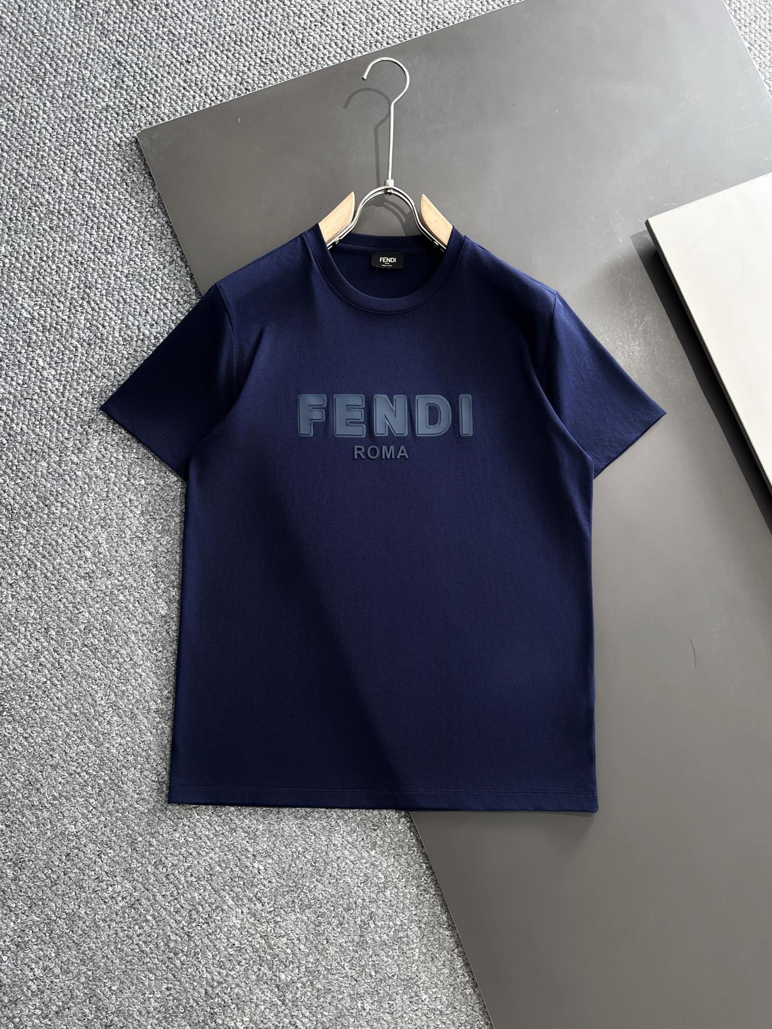 Fendi Kleidung T-Shirt Baumwolle Mercerisierte Frühling/Sommer Kollektion Kurzarm