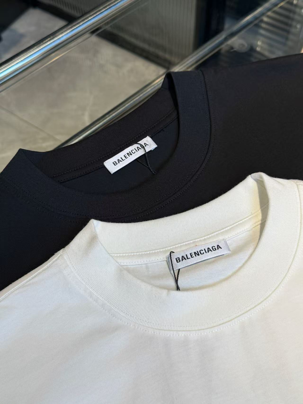 P128 Balenciaga parche con letras bordadas, 260g lavado, 32 hilos dobles de algodón puro, alto gramaje, textura firme. …