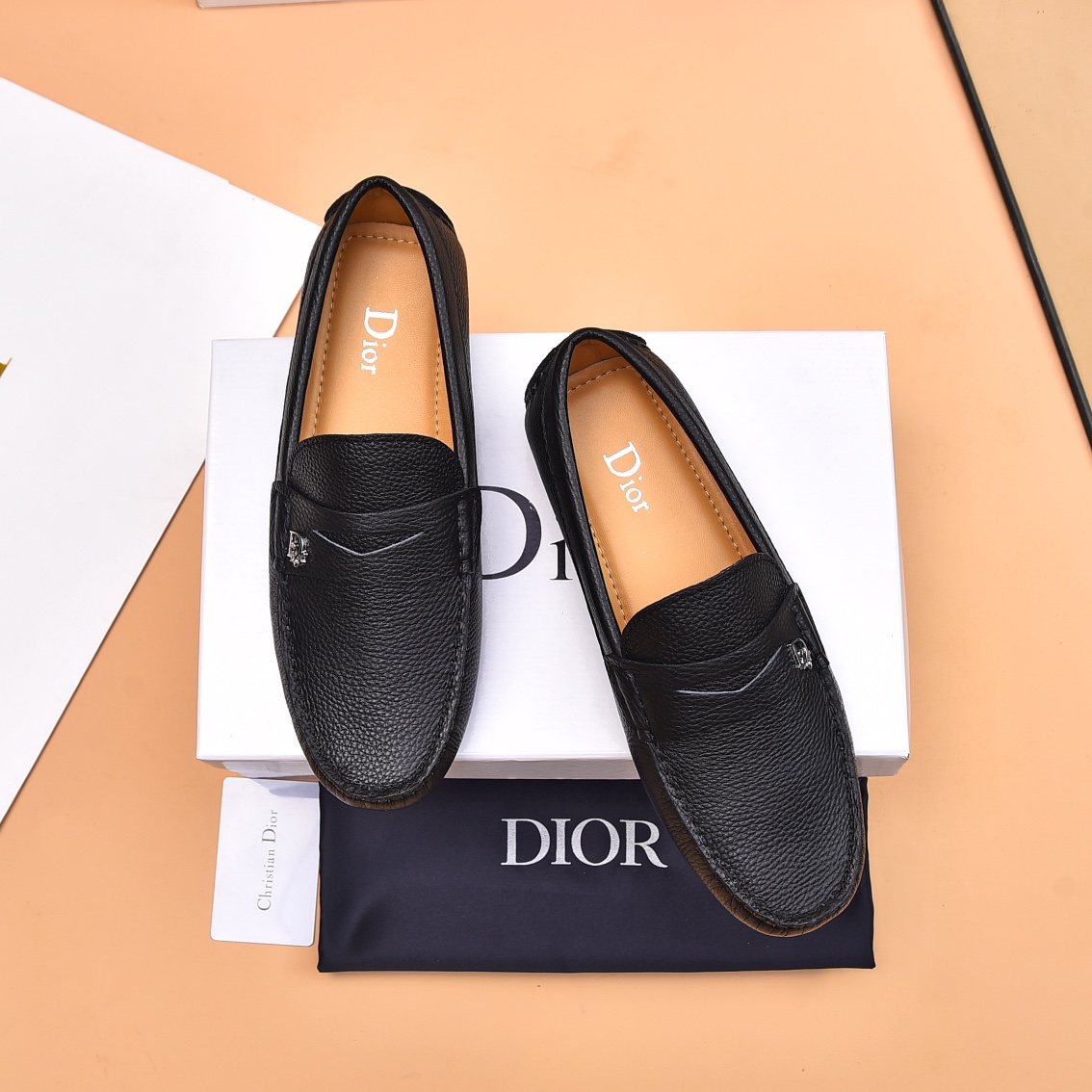 Dior Shoes Moccasin Cowhide Sheepskin Spring Collection Fashion Casual