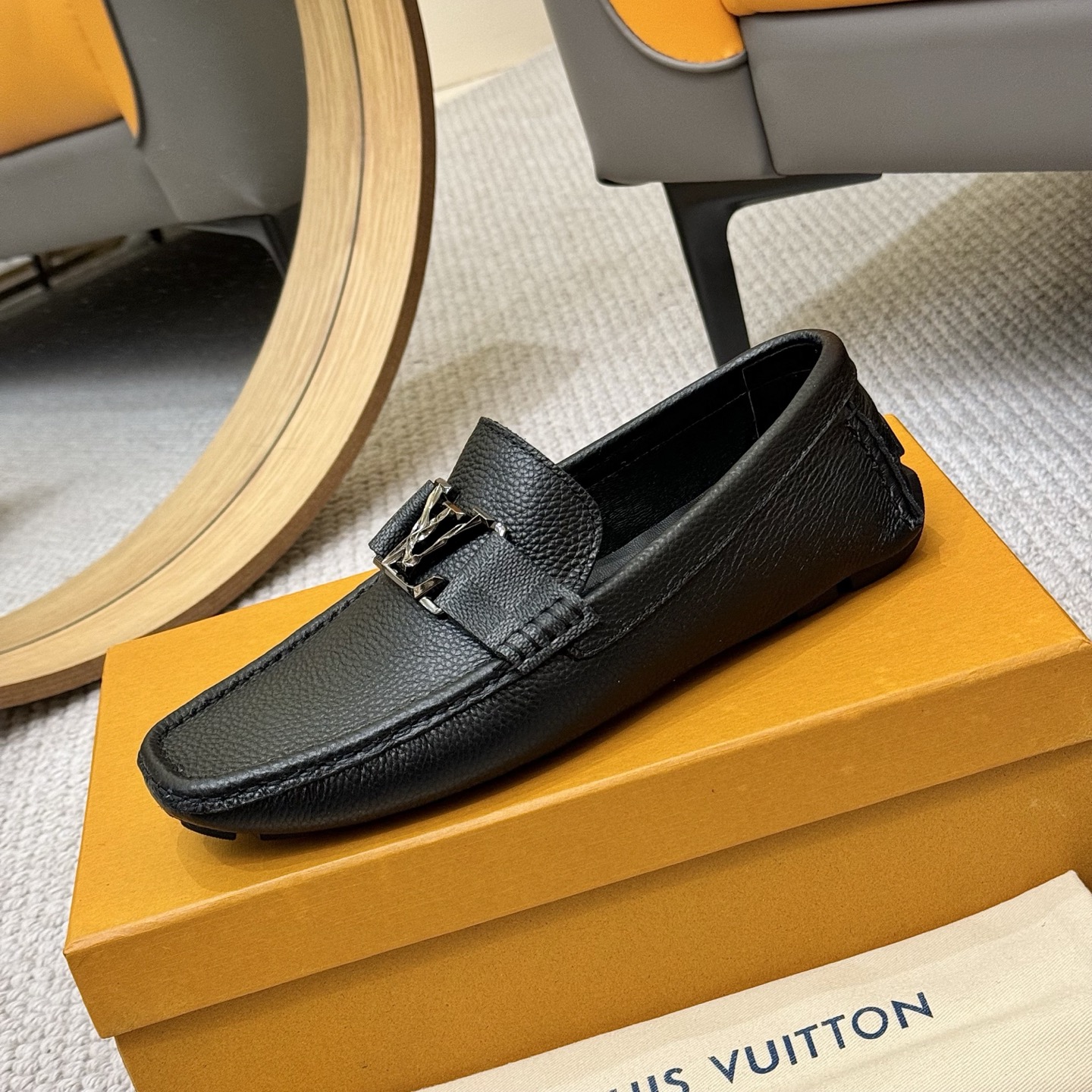 Louis Vuitton Men's Monogram Embossed Leather Driving Loafers - Black 7 i1742590332798 4277 0 5