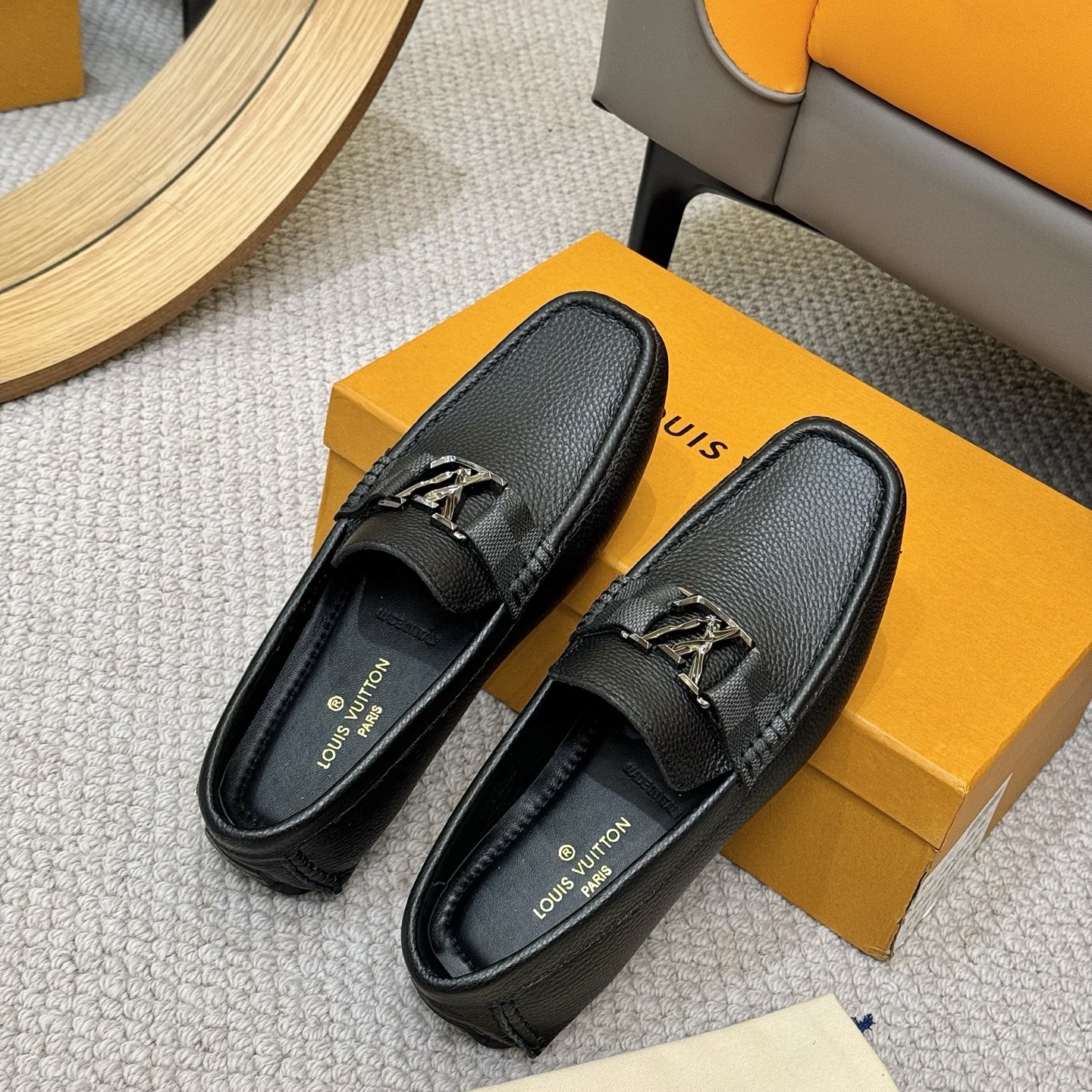Louis Vuitton Men's Monogram Embossed Leather Driving Loafers - Black 9 i1742590332828 5626 0 7