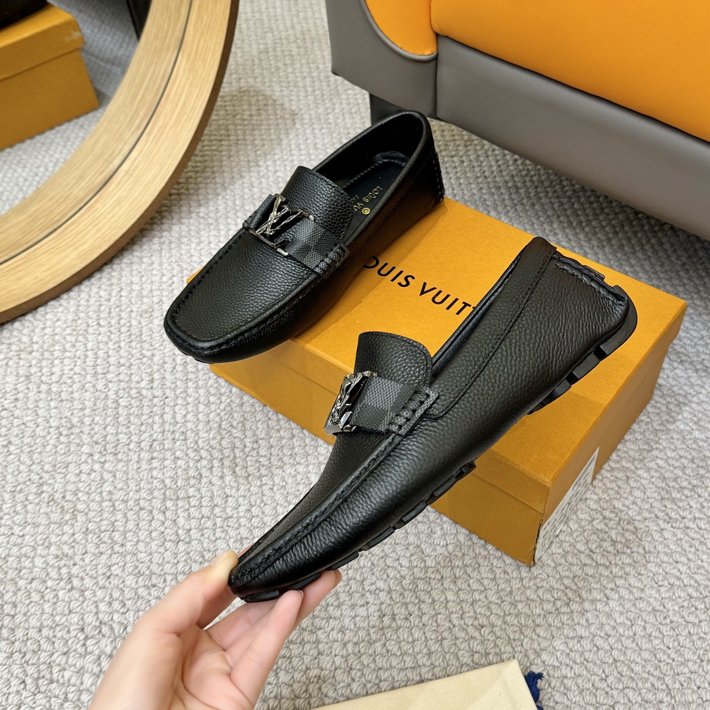 Louis Vuitton Men's Monogram Embossed Leather Driving Loafers - Black 5 i1742590332838 8476 0 3
