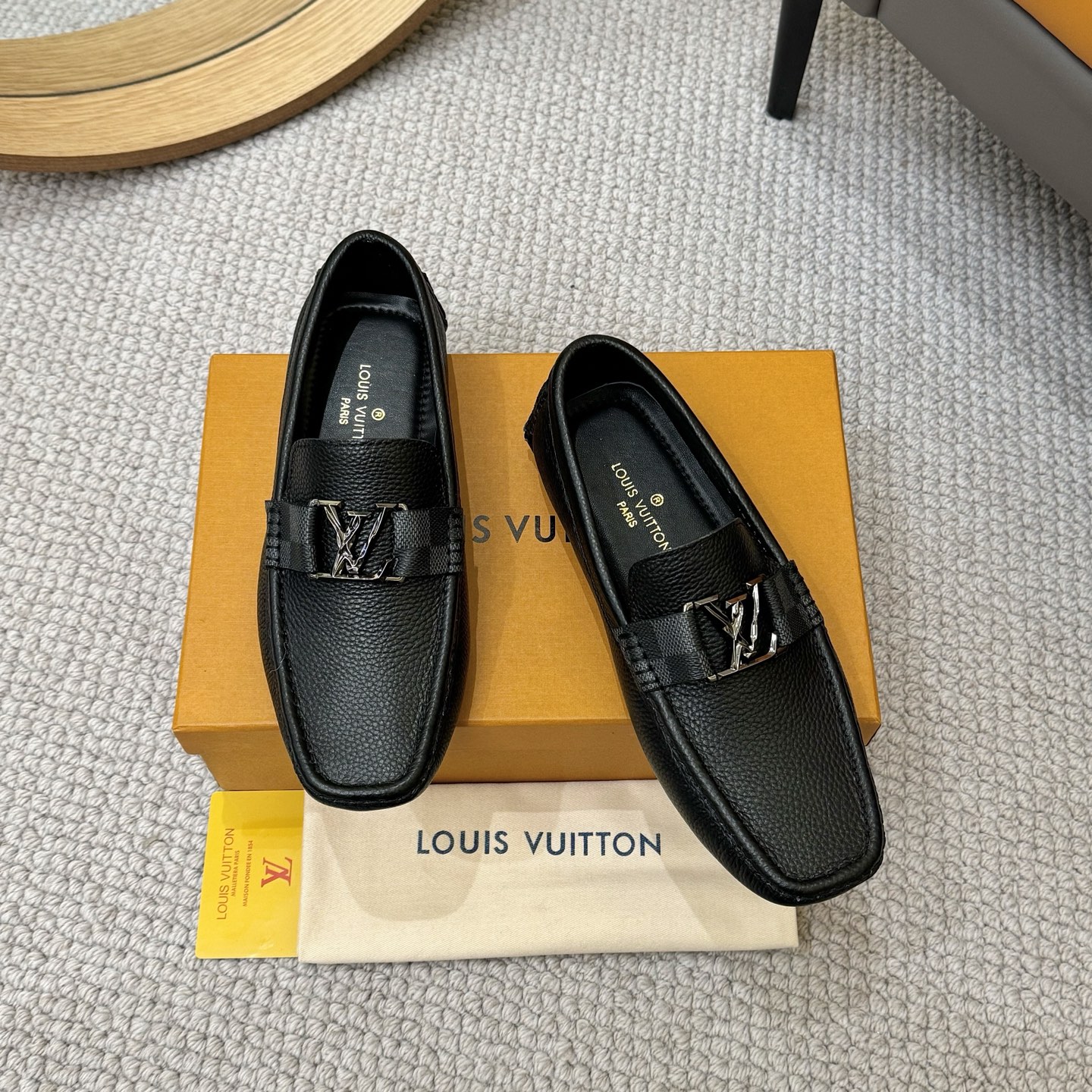 Louis Vuitton Men's Monogram Embossed Leather Driving Loafers - Black 2 i1742590332855 4637 0 0