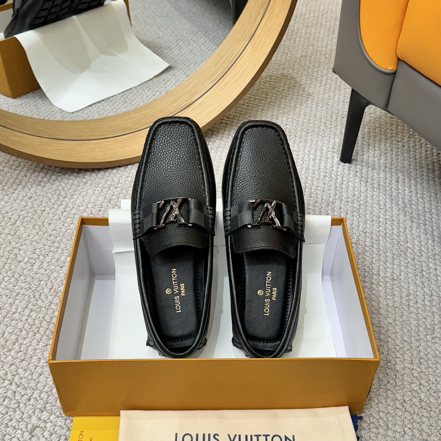 Louis Vuitton Men's Monogram Embossed Leather Driving Loafers - Black 3 i1742590333967 8241 0 1
