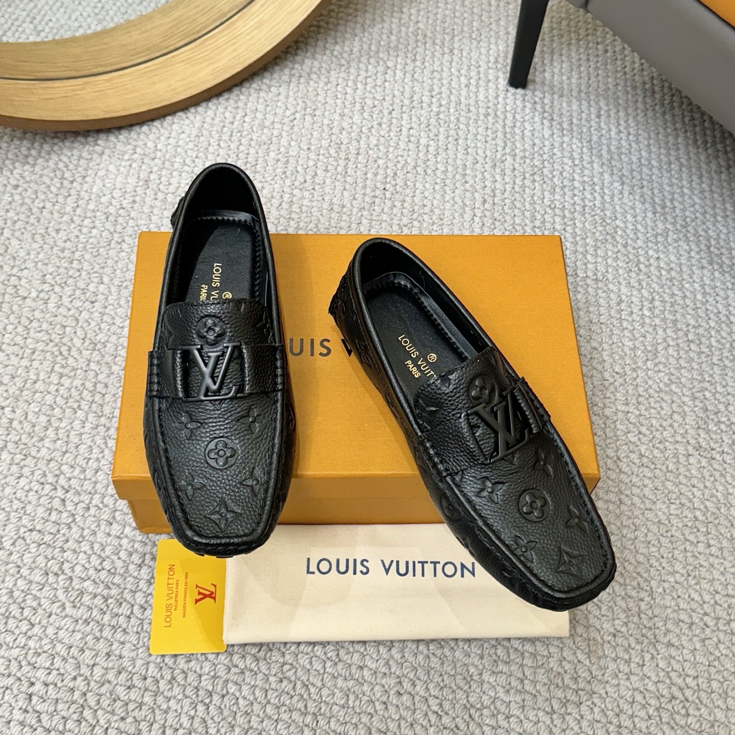 Louis Vuitton GLORIA Monogram Embossed Leather Loafers - Comfortable Driving Shoes 1 Louis Vuitton GLORIA Monogram Embossed Leather Loafers - Comfortable Driving Shoes
