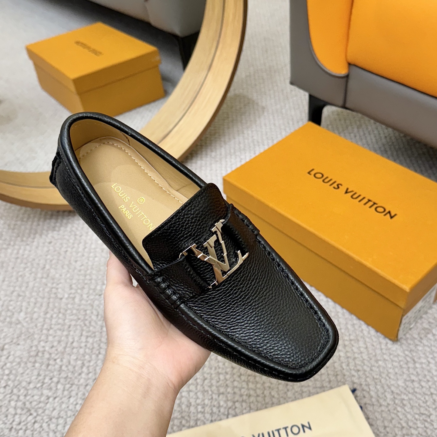 Louis Vuitton Gloria Series Black Leather Loafers - Comfortable Driving Shoes 6 i1742590502879 1430 0 4