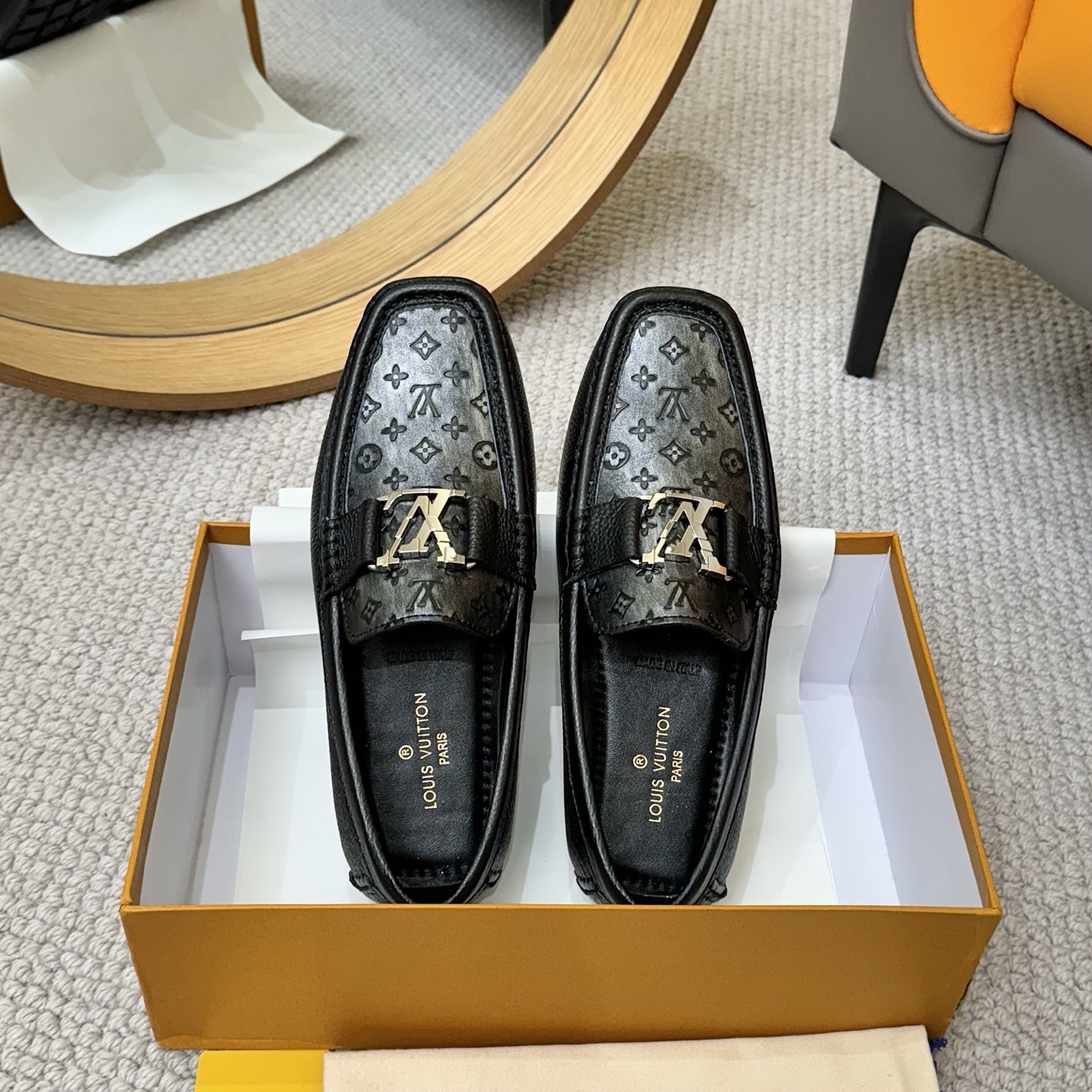 Louis Vuitton Gloria Monogram Embossed Leather Loafer Shoes Size 38-46 3 i1742590549277 8159 0 1