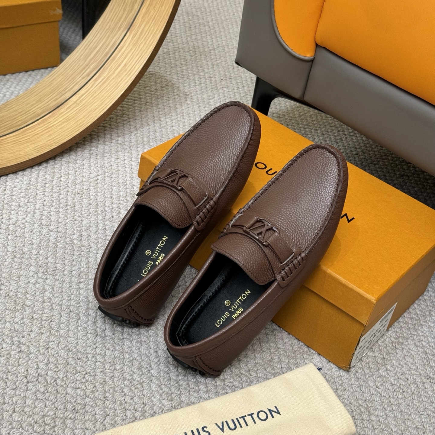 Louis Vuitton Men's Brown Leather Monogram Gloria Loafers/Driving Shoes 9 i1742590617465 4495 0 7