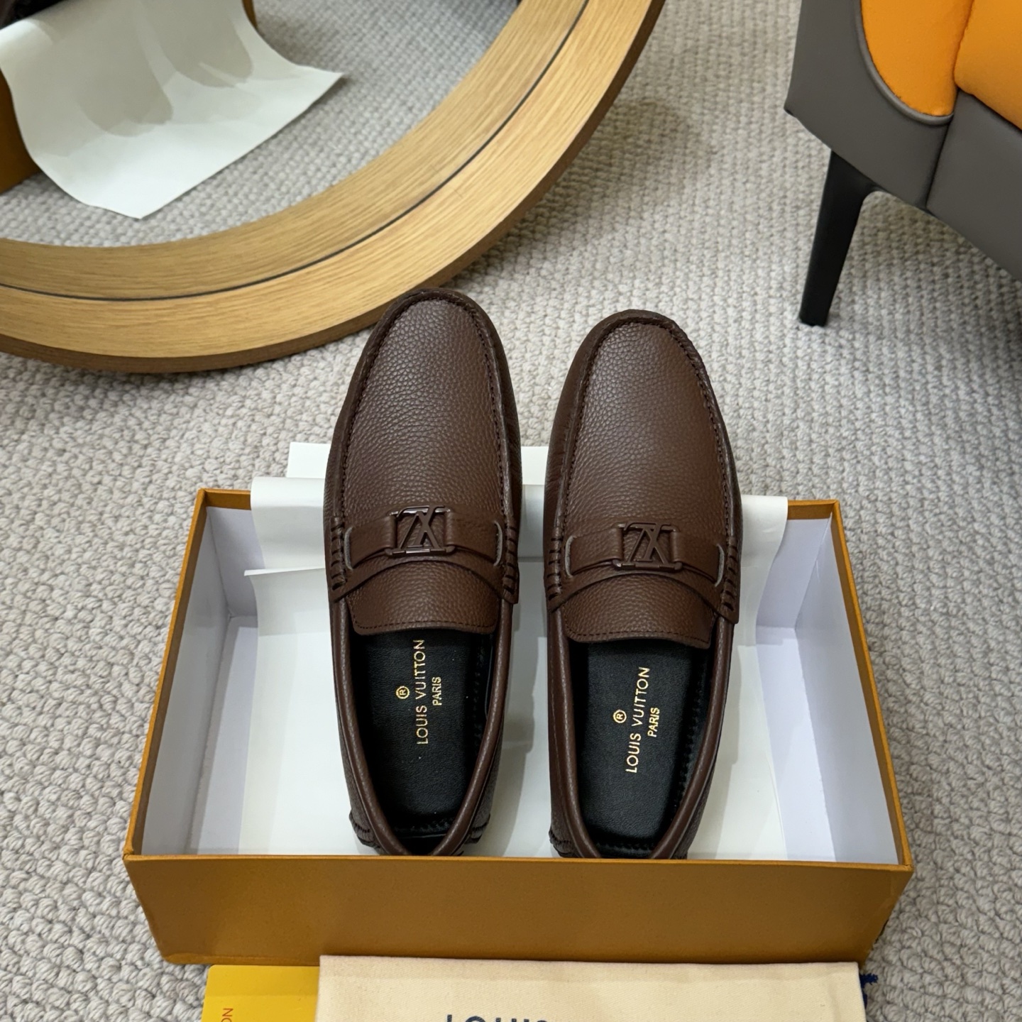 Louis Vuitton Men's Brown Leather Monogram Gloria Loafers/Driving Shoes 3 i1742590617465 5151 0 1