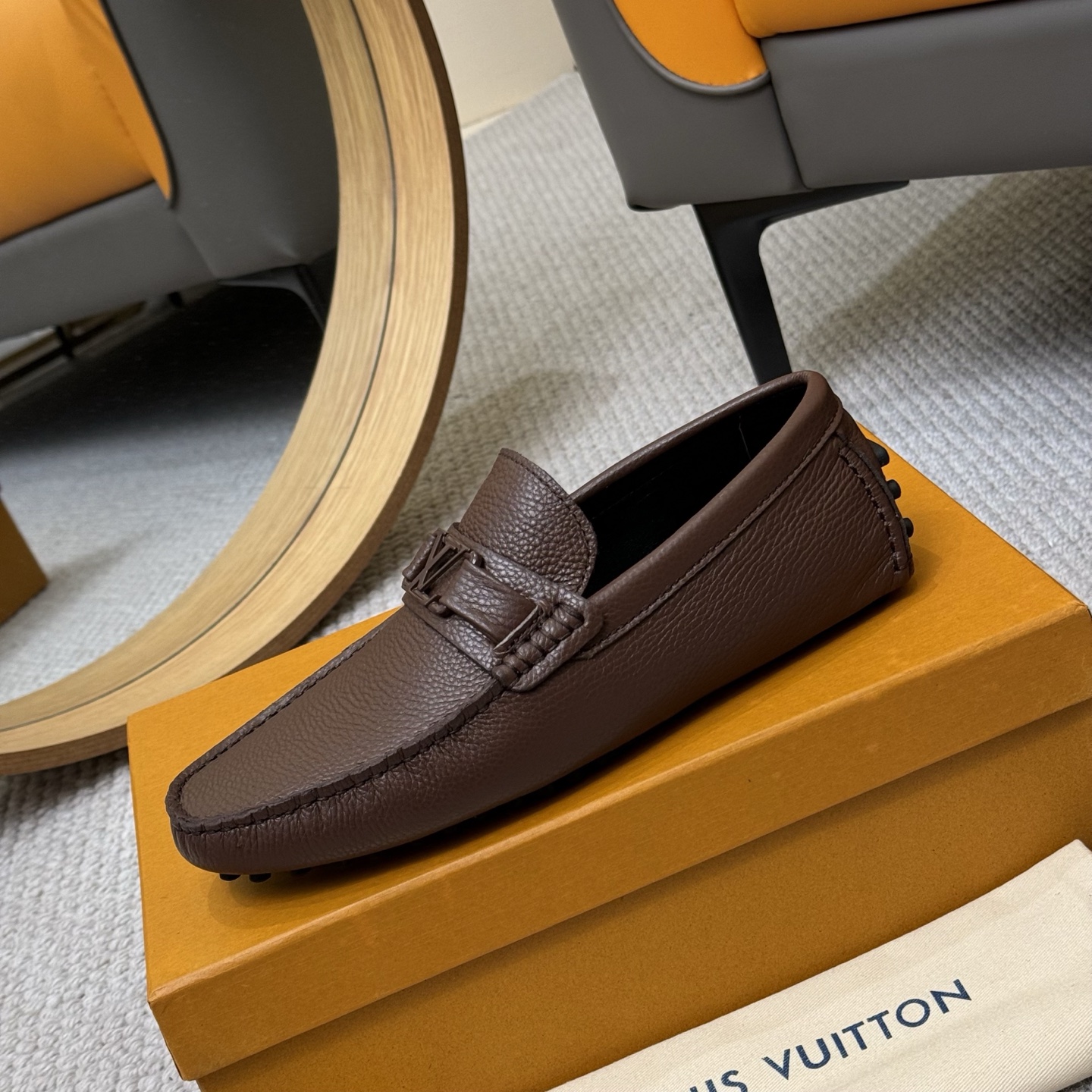 Louis Vuitton Men's Brown Leather Monogram Gloria Loafers/Driving Shoes 7 i1742590619334 3402 0 5