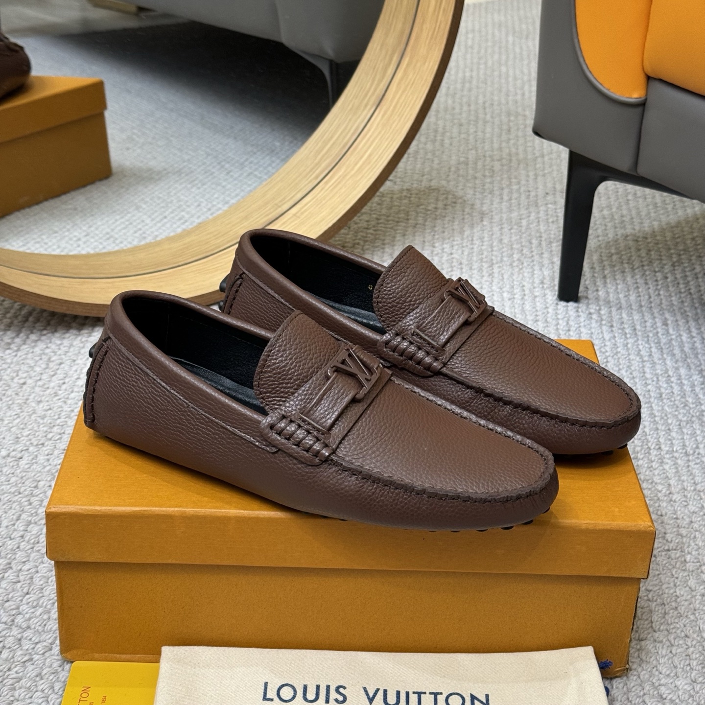 Louis Vuitton Men's Brown Leather Monogram Gloria Loafers/Driving Shoes 4 i1742590619377 1658 0 2