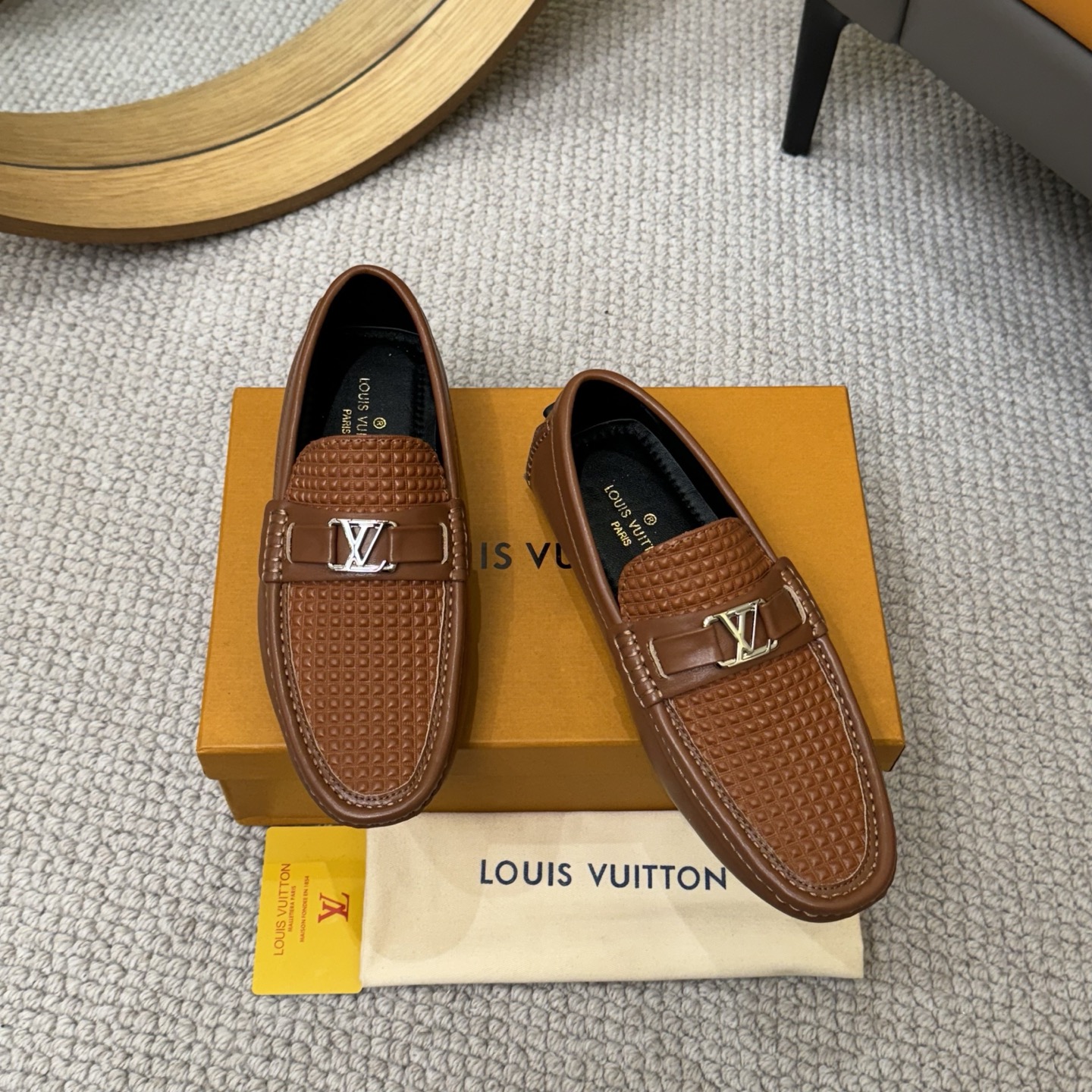 Louis Vuitton Men's Brown Monogram Embossed Leather Driving Loafers 2 i1742590698442 3706 0 0