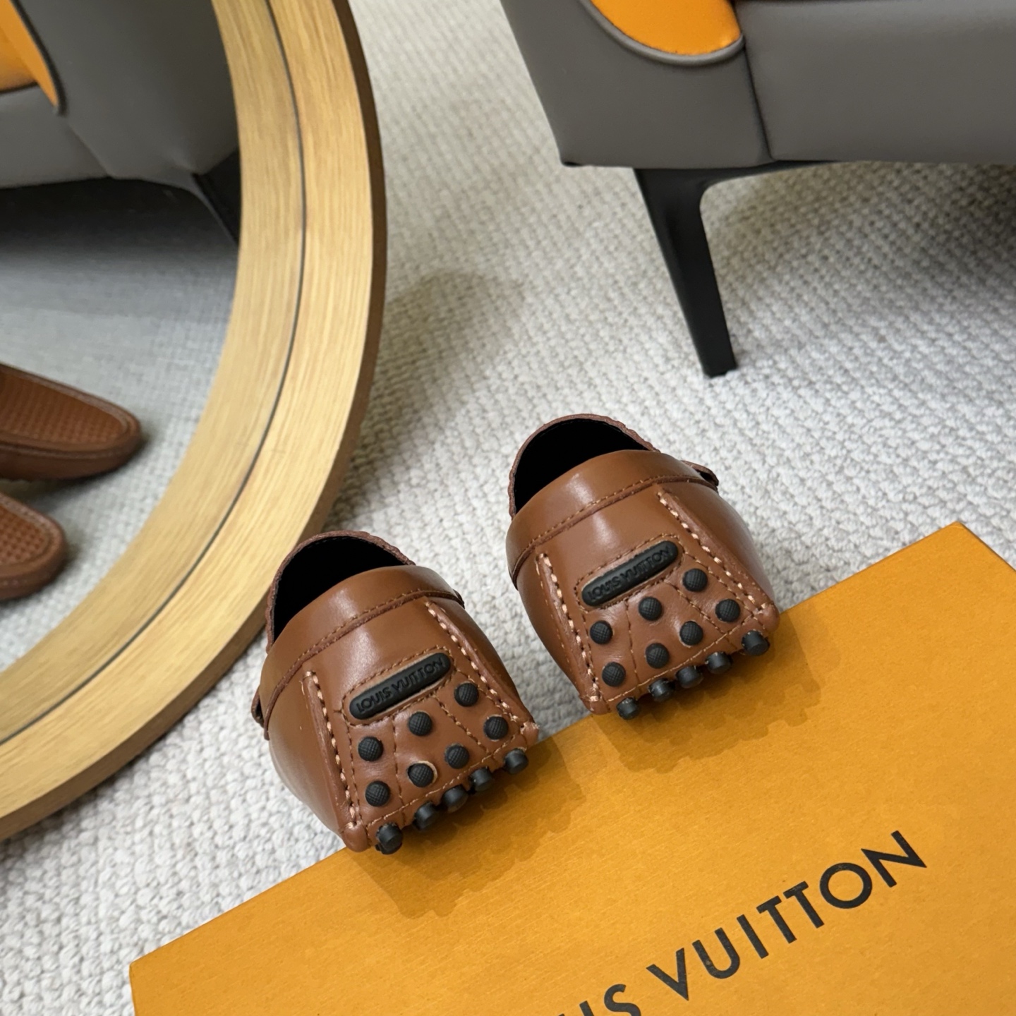 Louis Vuitton Men's Brown Monogram Embossed Leather Driving Loafers 10 i1742590698469 7868 0 8