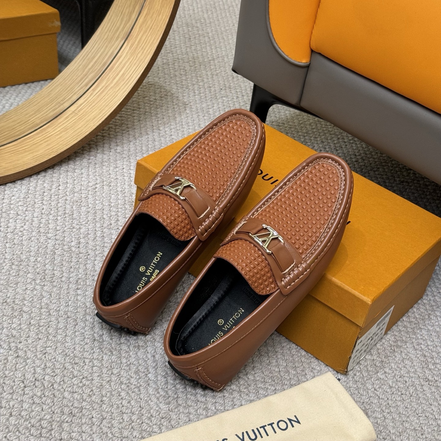 Louis Vuitton Men's Brown Monogram Embossed Leather Driving Loafers 9 i1742590698493 2458 0 7