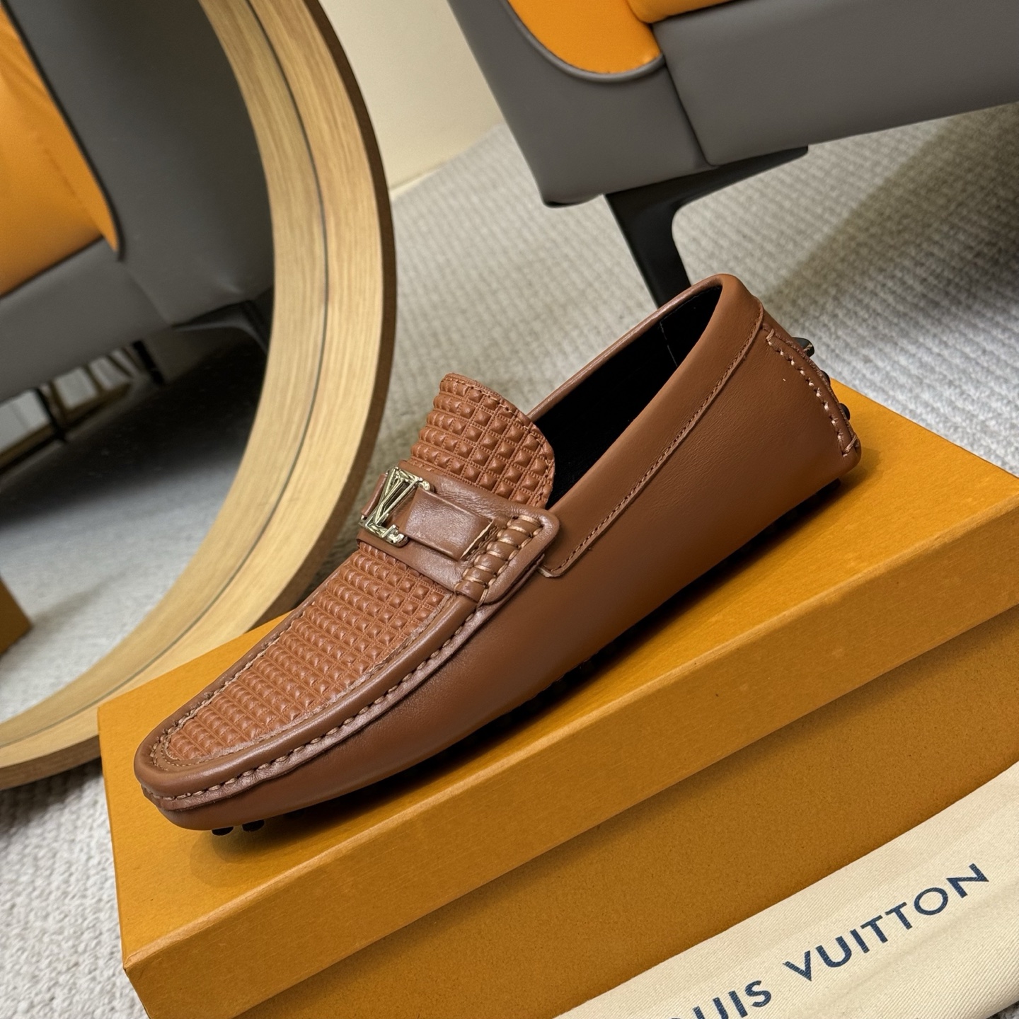 Louis Vuitton Men's Brown Monogram Embossed Leather Driving Loafers 7 i1742590700357 7173 0 5