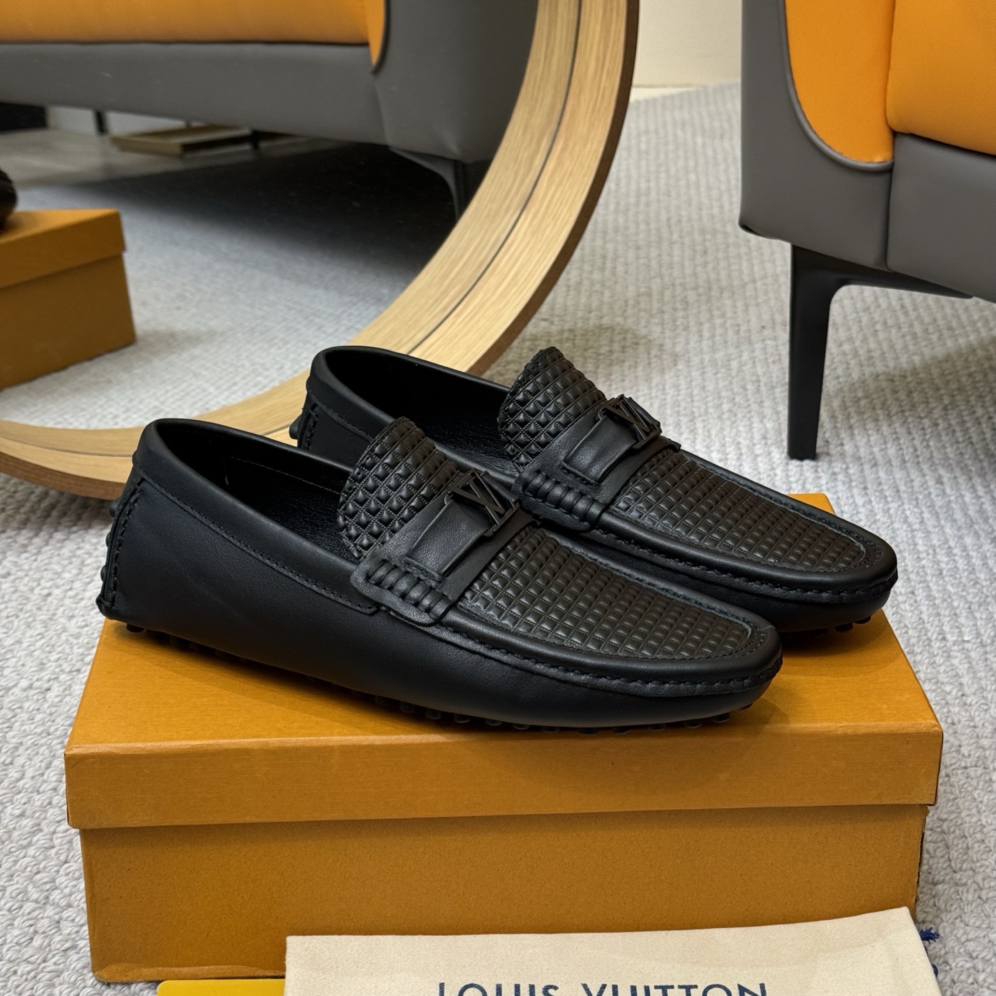 Louis Vuitton GLORIA Monogram Embossed Leather Loafers, Black, Sizes 38-46 4 i1742590720585 6019 0 2