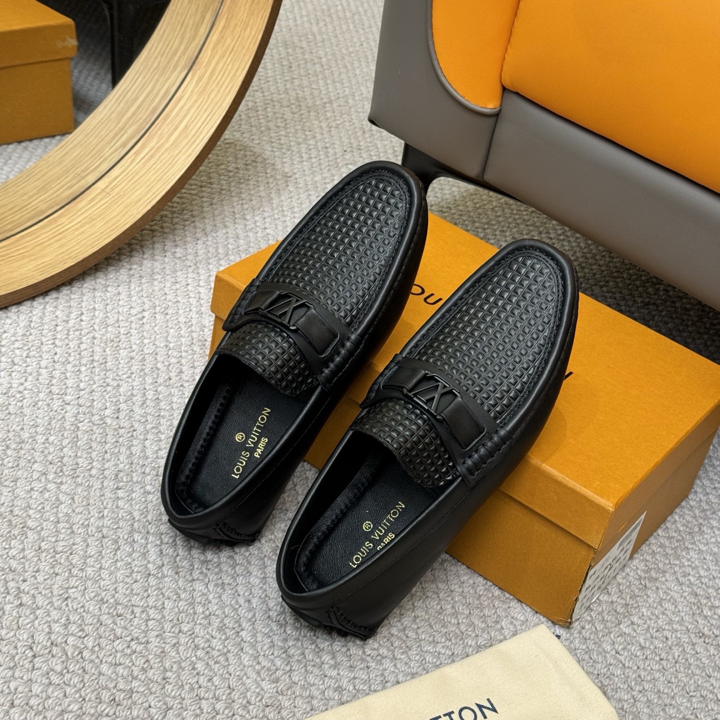 Louis Vuitton GLORIA Monogram Embossed Leather Loafers, Black, Sizes 38-46 9 i1742590720638 5332 0 7