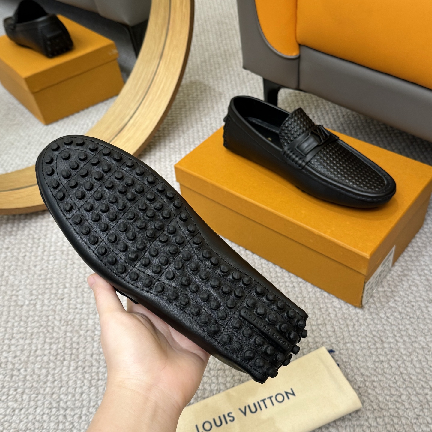 Louis Vuitton GLORIA Monogram Embossed Leather Loafers, Black, Sizes 38-46 8 i1742590720643 2933 0 6