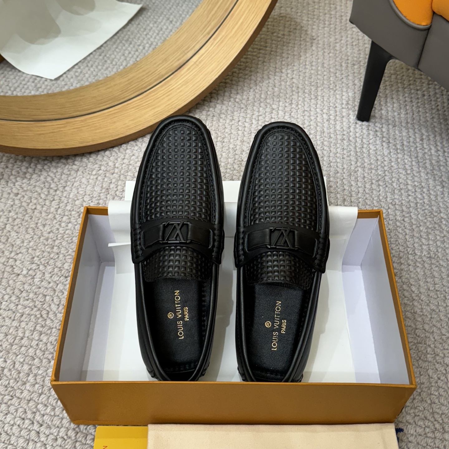 Louis Vuitton GLORIA Monogram Embossed Leather Loafers, Black, Sizes 38-46 3 i1742590721806 1001 0 1