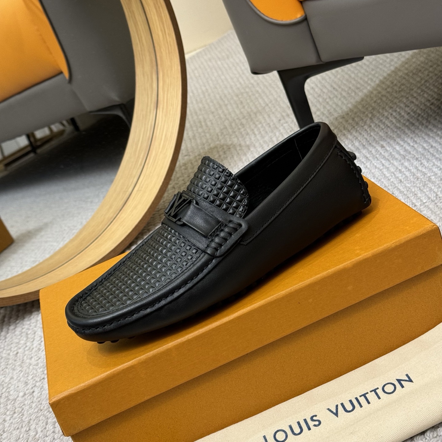 Louis Vuitton GLORIA Monogram Embossed Leather Loafers, Black, Sizes 38-46 7 i1742590721820 2362 0 5
