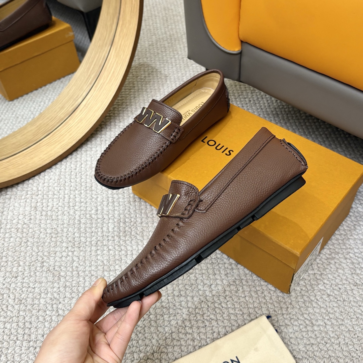 Louis Vuitton GLORIA Monogram Brown Leather Loafers - Size 38-46 5 i1742590751661 9953 0 3