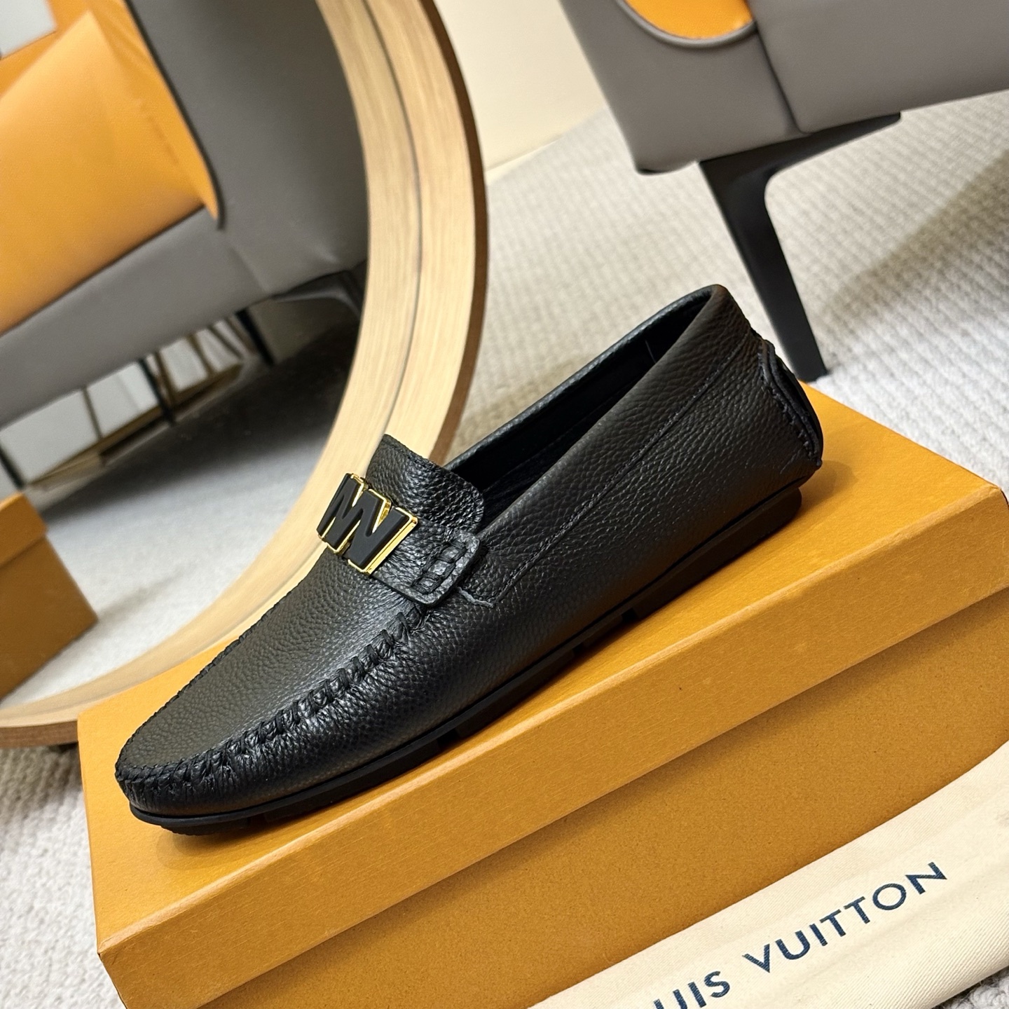 Louis Vuitton Men's Black Leather Monogram Driving Loafers Size 38-46 7 i1742590790607 9696 0 5
