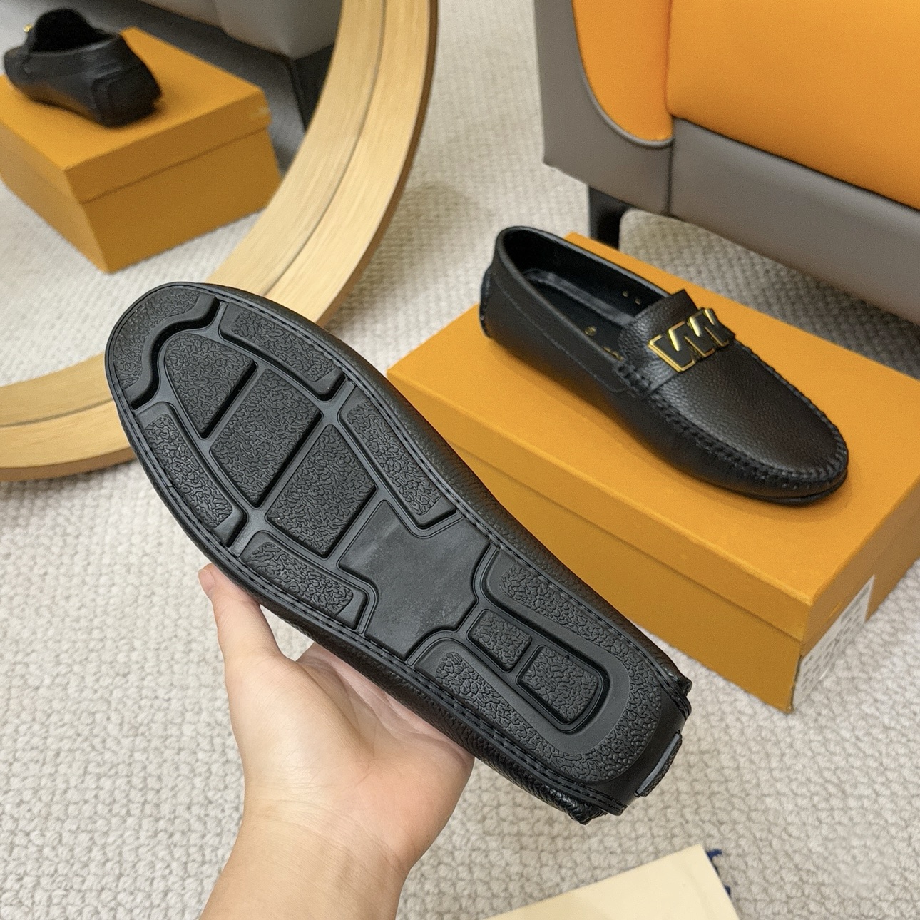 Louis Vuitton Men's Black Leather Monogram Driving Loafers Size 38-46 8 i1742590792647 9392 0 6