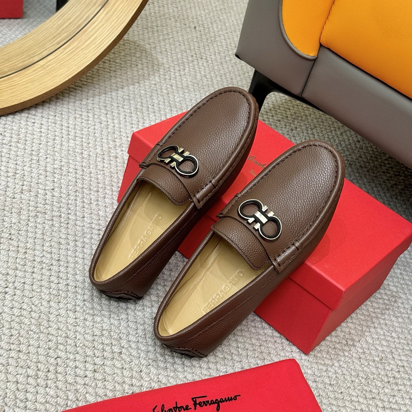 Salvatore Ferragamo Men's Leather Loafers with Iconic Buckle - Brown 9 i1743699702273 1081 0 7