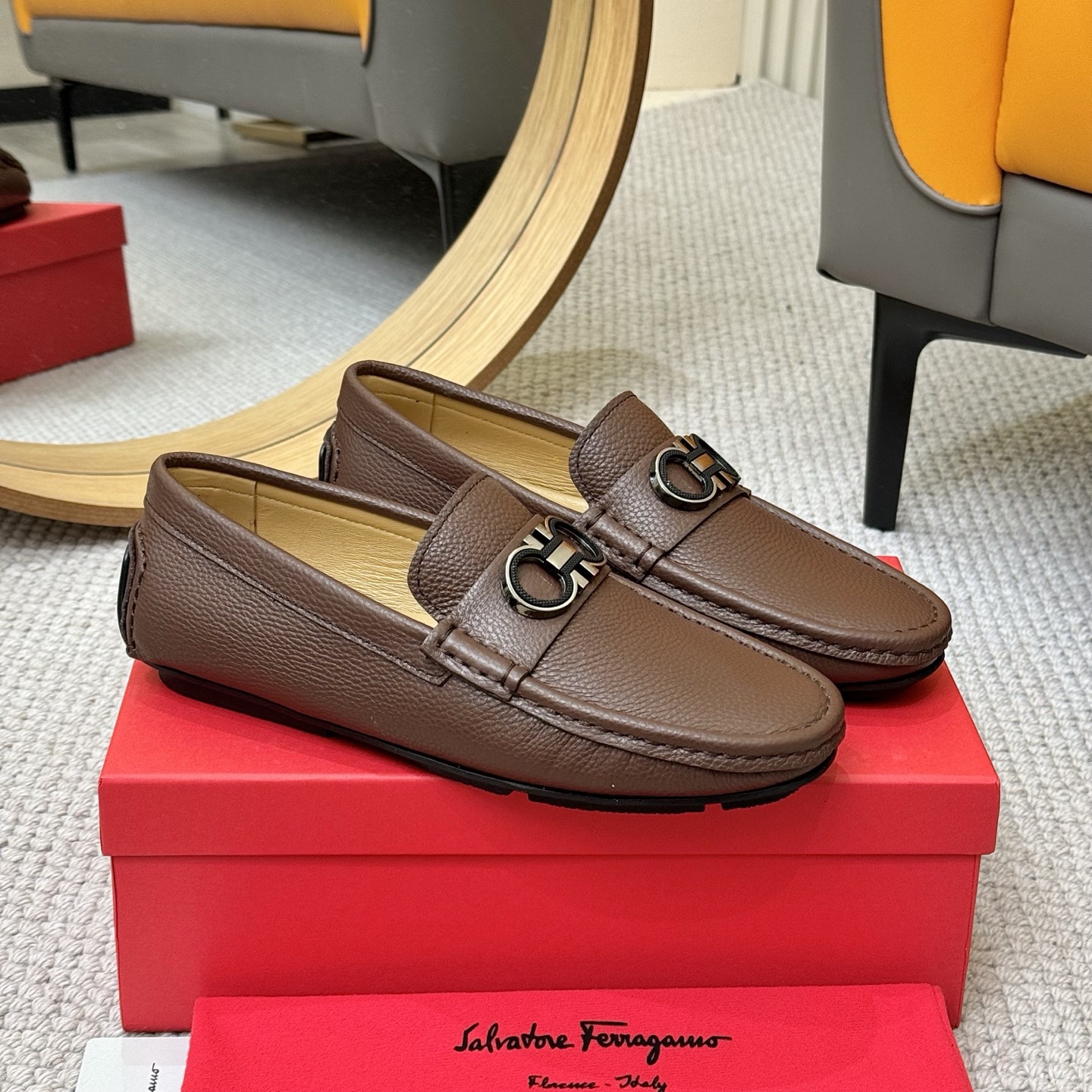 Salvatore Ferragamo Men's Leather Loafers with Iconic Buckle - Brown 4 i1743699703911 7147 0 2