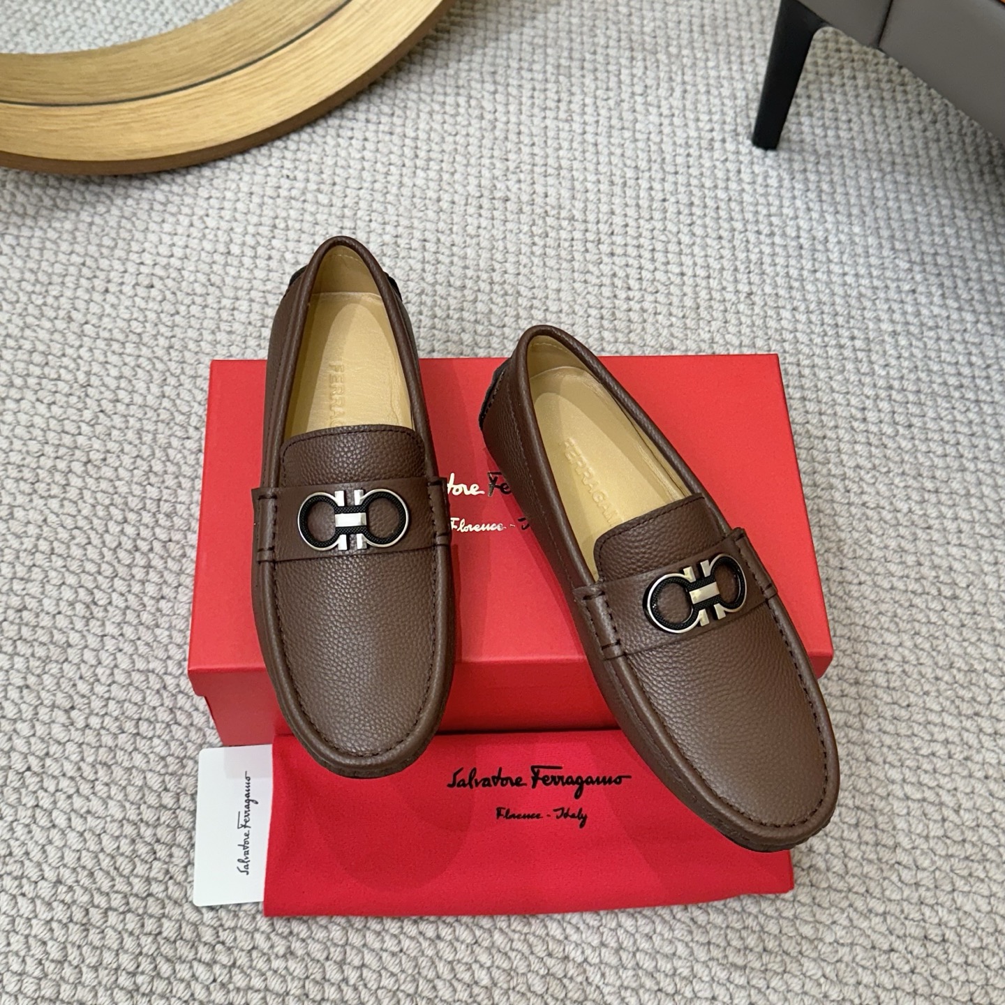 Salvatore Ferragamo Men's Leather Loafers with Iconic Buckle - Brown 2 i1743699703921 8729 0 0