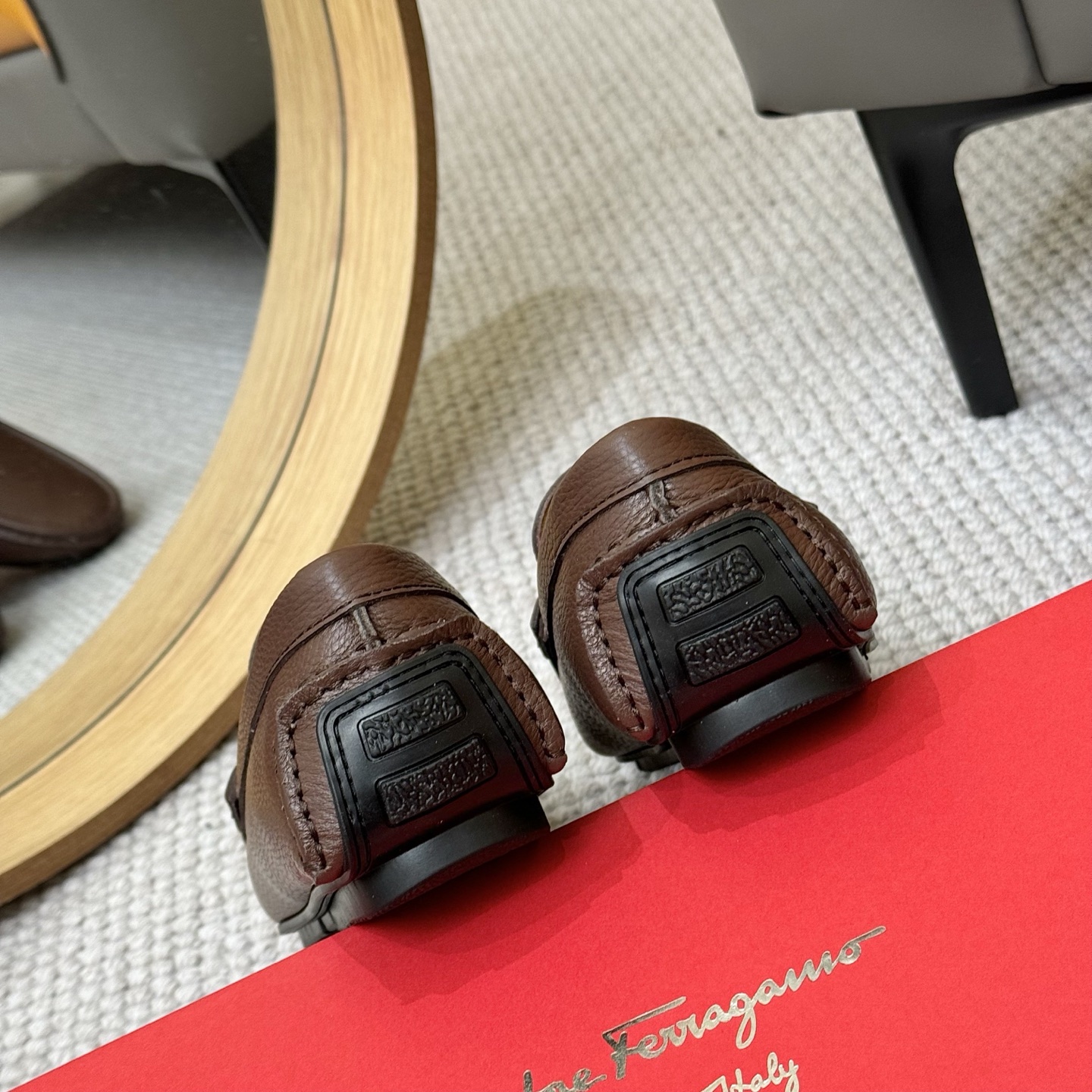 Salvatore Ferragamo Men's Leather Loafers with Iconic Buckle - Brown 10 i1743699703957 3779 0 8