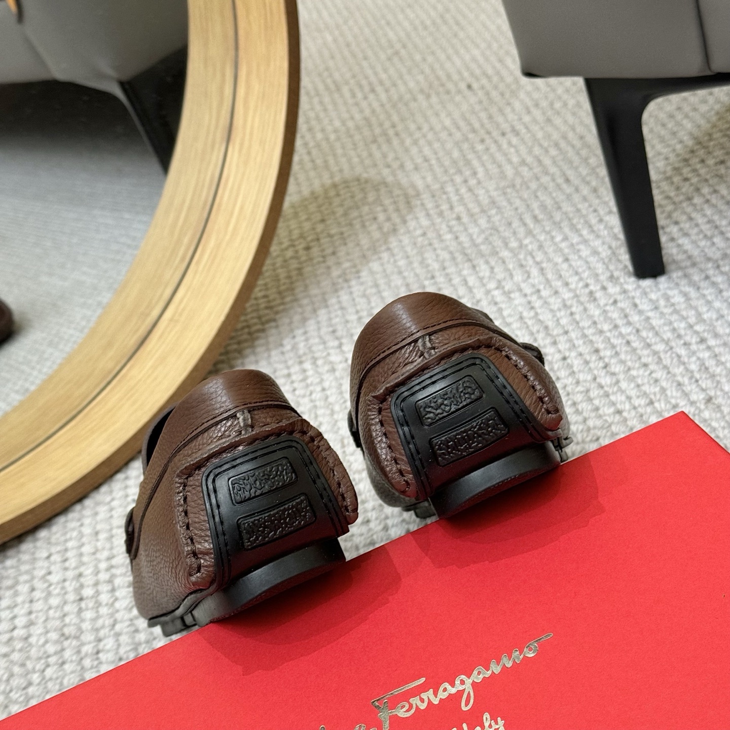 Salvatore Ferragamo Men's Brown Leather Loafers with Signature Buckle 10 i1743699864950 1983 0 8